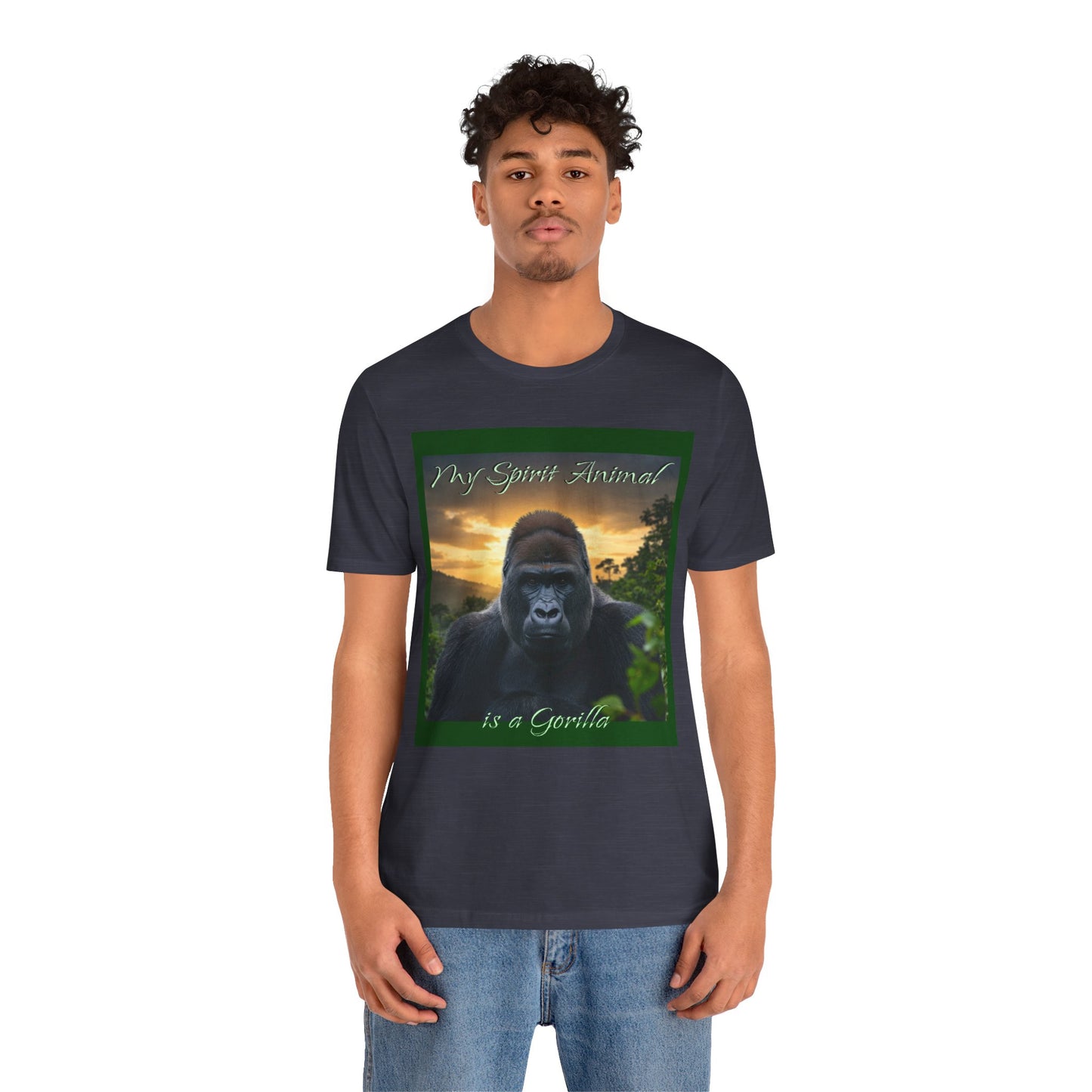 'My Spirit Animal is a Gorilla' T-Shirt - Beautiful Unisex Jersey Tee for Animal Lovers, Conservationists - Schmartypants