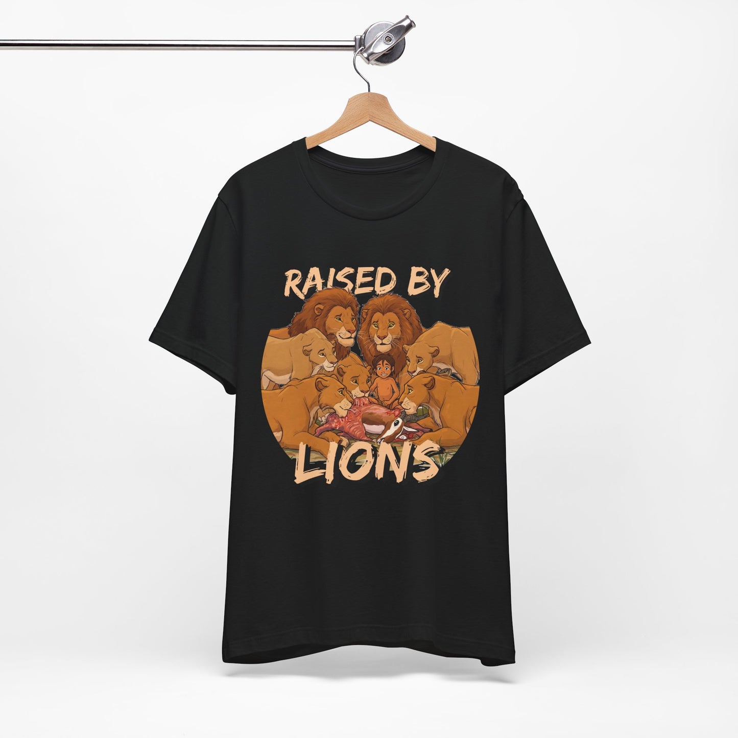 Raised by Lions Unisex Jersey Tee – Empowering, Humorous Graphic T-Shirt for Animal Lovers, Lion Lovers - Schmartypants