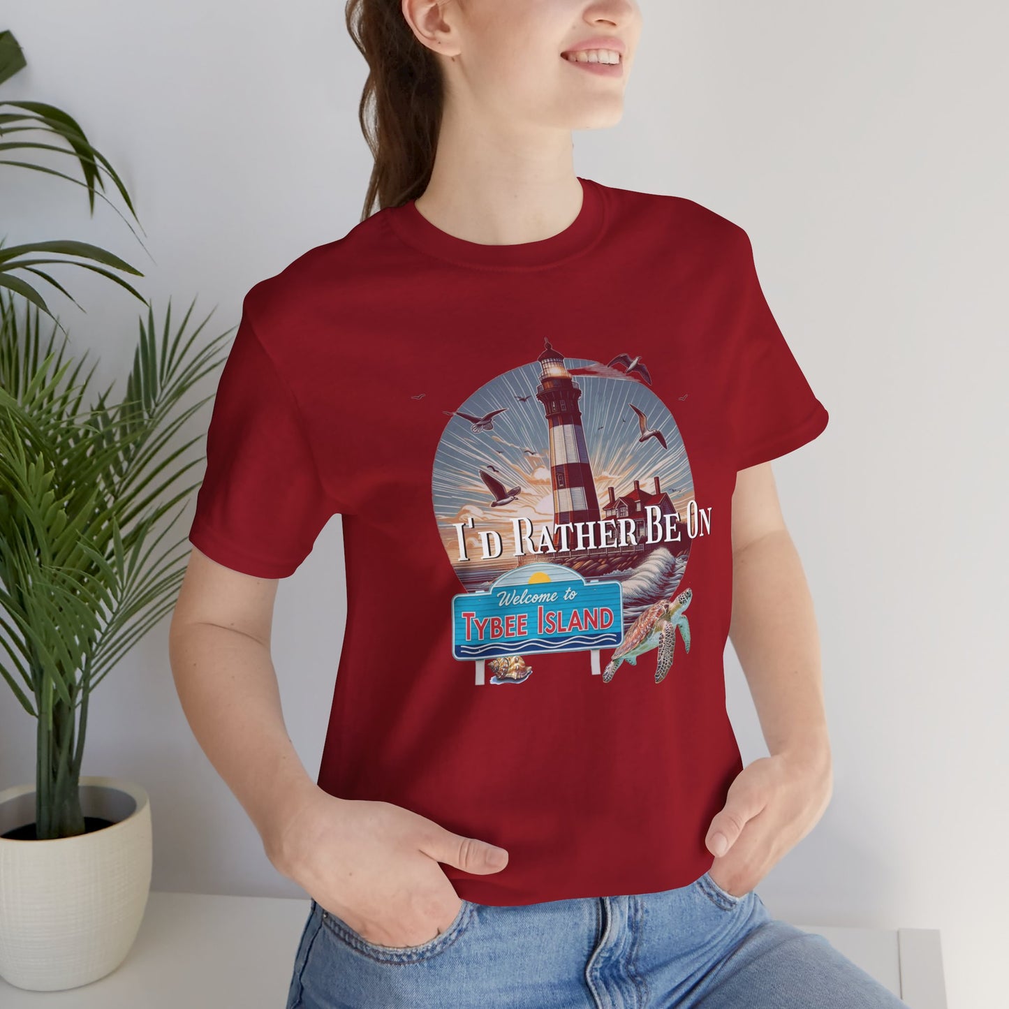 Tybee Island Georgia Unisex Jersey Tee, Laid-Back Beach Lighthouse Shirt, Island Lifestyle Apparel, Coastal Vacation Souvenir Top, Beach