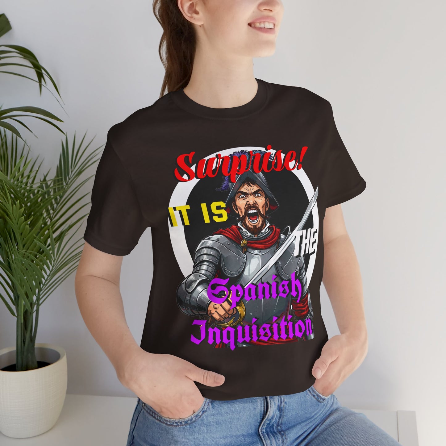 Hilarious Spanish Inquisition T-Shirt, British Humor Tee, Unisex Short Sleeve, Ideal for Parties, Gifts, Comedy Lovers