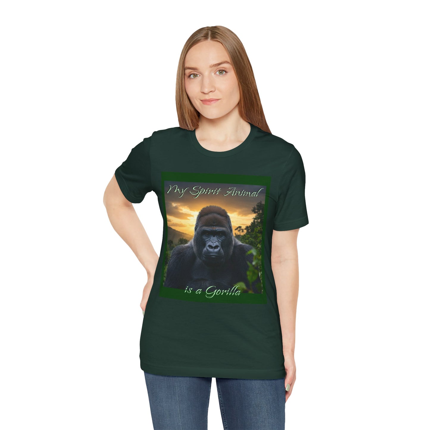 'My Spirit Animal is a Gorilla' T-Shirt - Beautiful Unisex Jersey Tee for Animal Lovers, Conservationists - Schmartypants