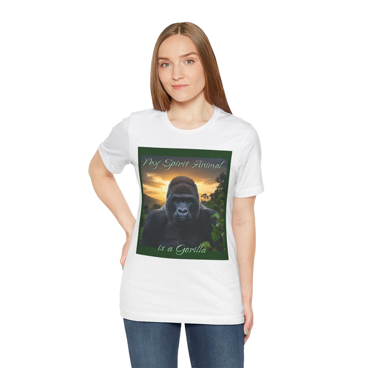 'My Spirit Animal is a Gorilla' T-Shirt - Beautiful Unisex Jersey Tee for Animal Lovers, Conservationists - Schmartypants
