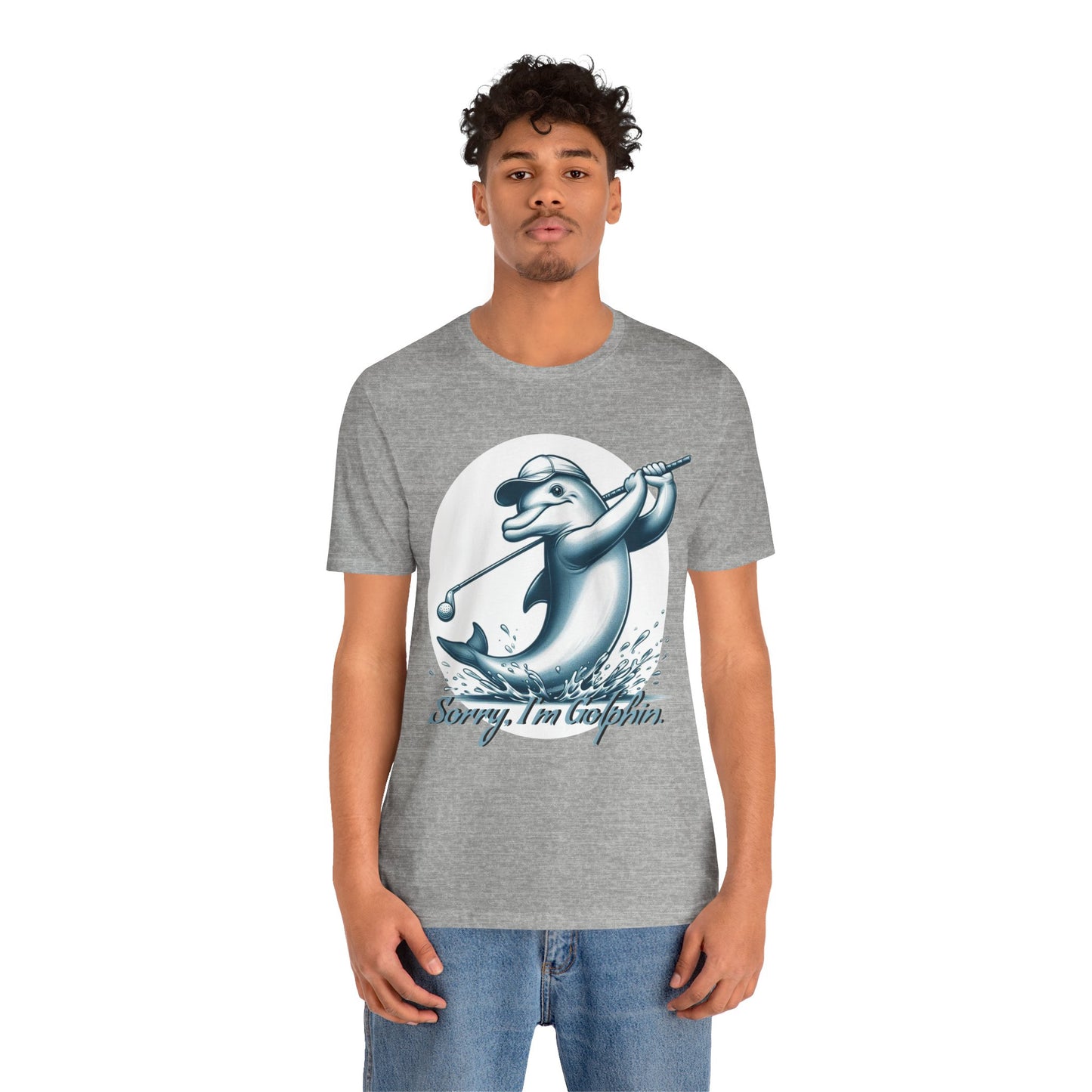 Funny Dolphin Golfing Tee - "Sorry, I’m Golphin" Unisex Jersey Short Sleeve Shirt - Dad Joke and Golfers Gift - Schmartypants