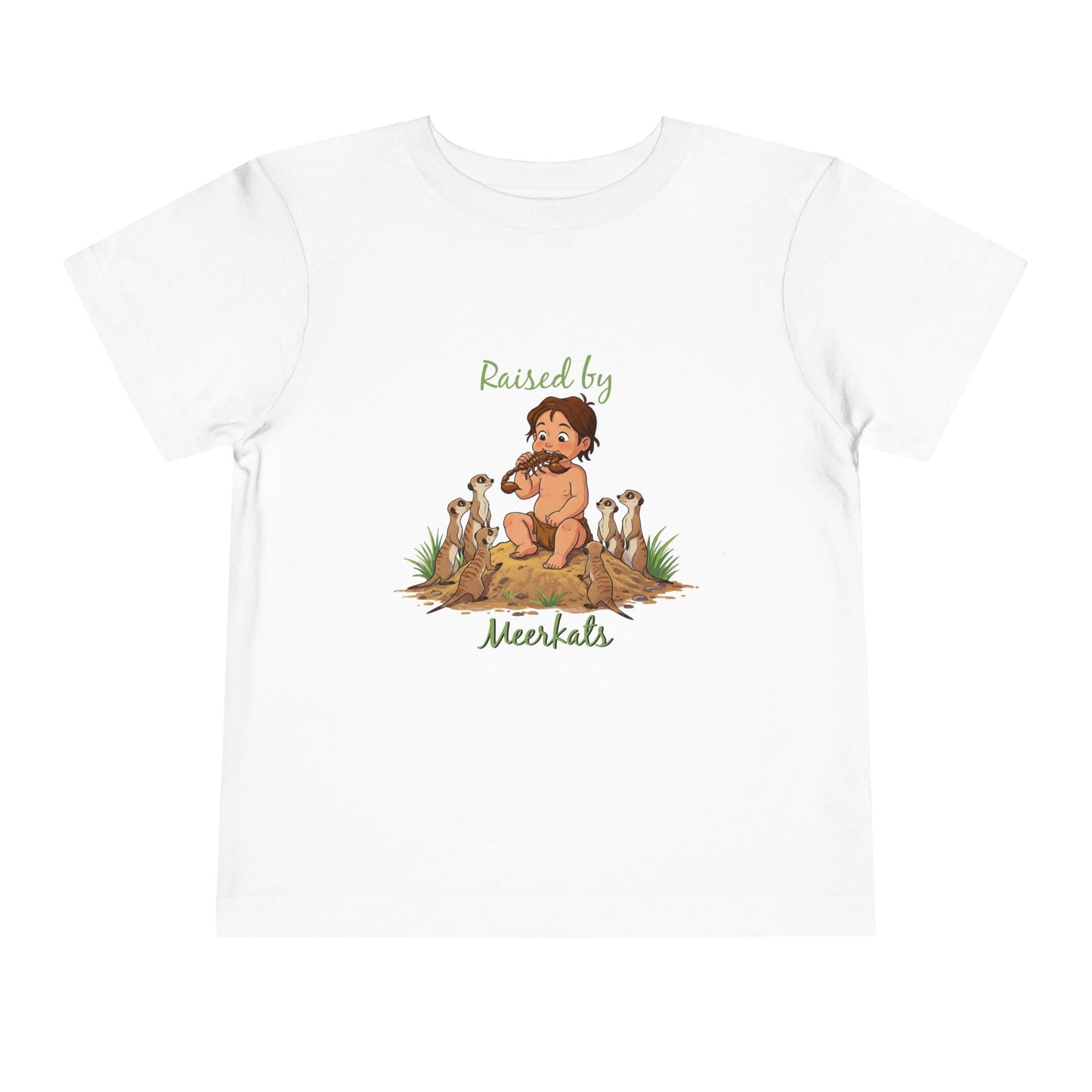 Funny Adorable 'Raised by Meerkats' Toddler Short Sleeve Tee - Cute Animal Tee for Kids Who Love Meerkats - Schmartypants