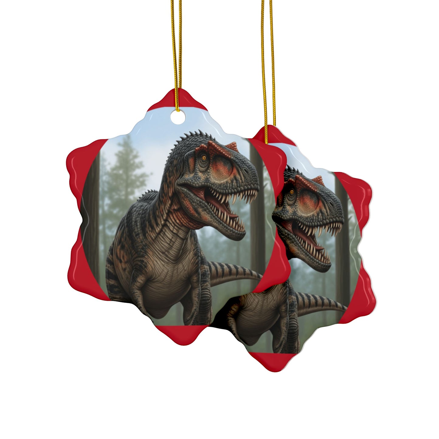 Allosaurus Dinosaur Ceramic Ornaments for Kids, Unique Holiday Decorations, Fun Gift for Dinosaur Lovers, 2-Side Print Christmas Ornaments