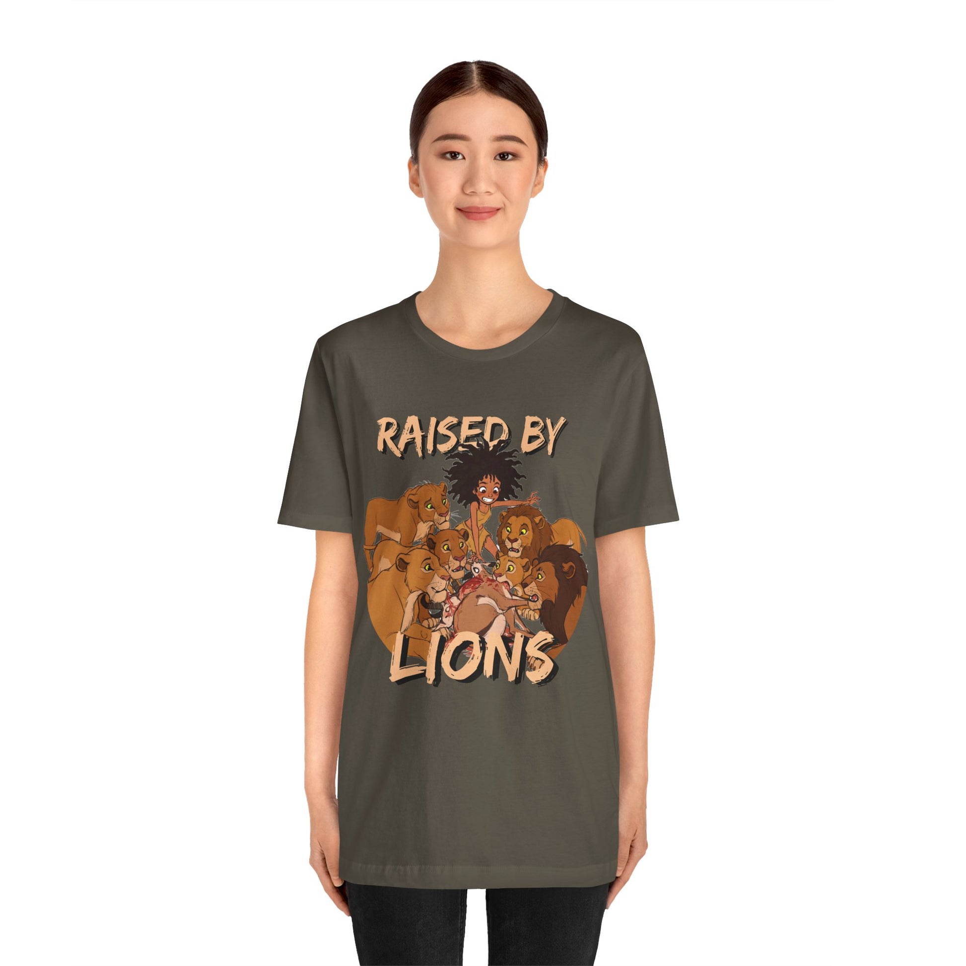 Raised by Lions Unisex Tee, Funny Animal Shirt, Lion Lover Gift, Safari T-Shirt, Jungle Adventure Apparel, Casual Wear - Schmartypants