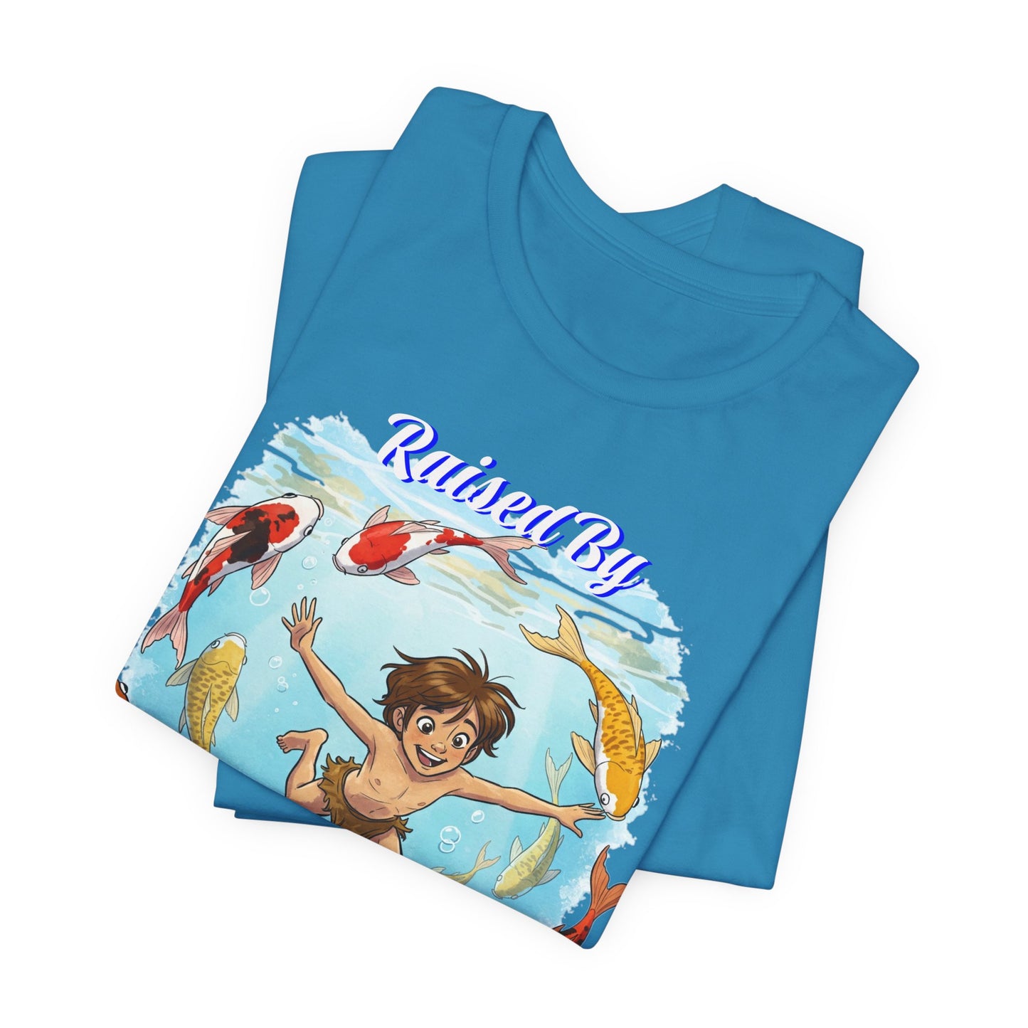 'Raised By Koi; Unisex Jersey Tee - Funny Graphic Tee for Aquatic Lovers, Cute Gift for Birthdays, Casual Wear, Summer Fashion, Relaxed Style - Schmartypants