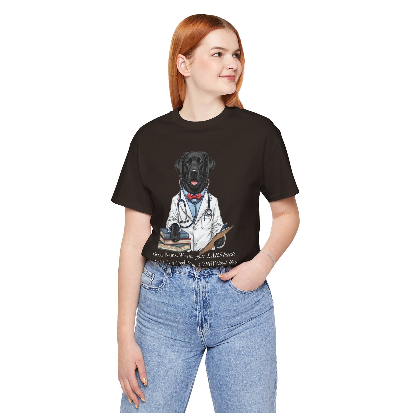 Funny Black Lab Lover Tee: "Good News, We Got Your Labs Back!" - Labrador Gift, Veterinary Humor Shirt