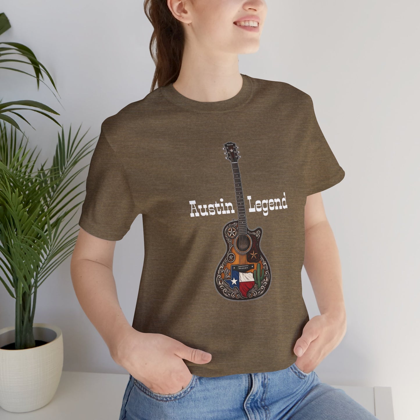 Austin Legend Guitar Tee | Unisex Short Sleeve T-Shirt, Music Lover Gift, Austin TX Souvenir, Casual Wear, Festival Apparel