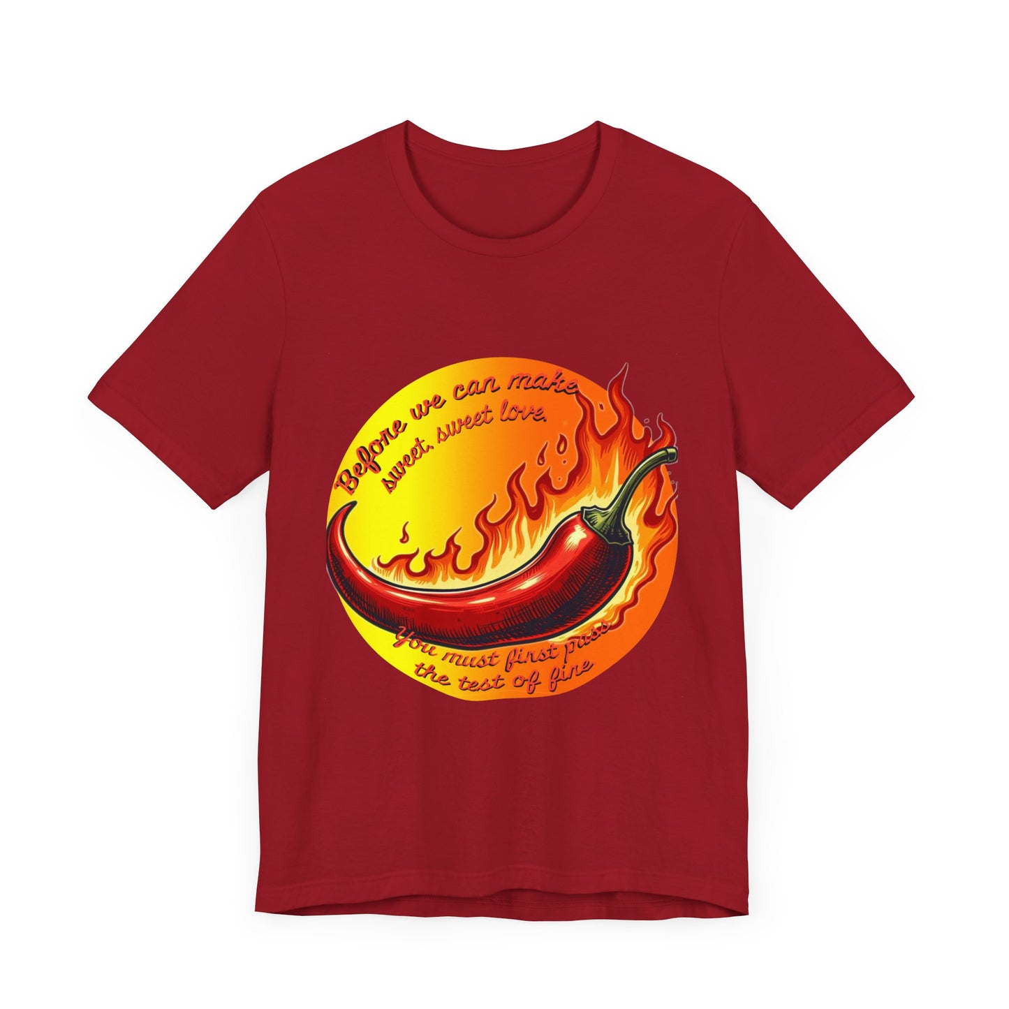 Spicy Love Graphic Tee - Funny Unisex Jersey T-Shirt for Couples - Chili Pepper Humor - Schmartypants