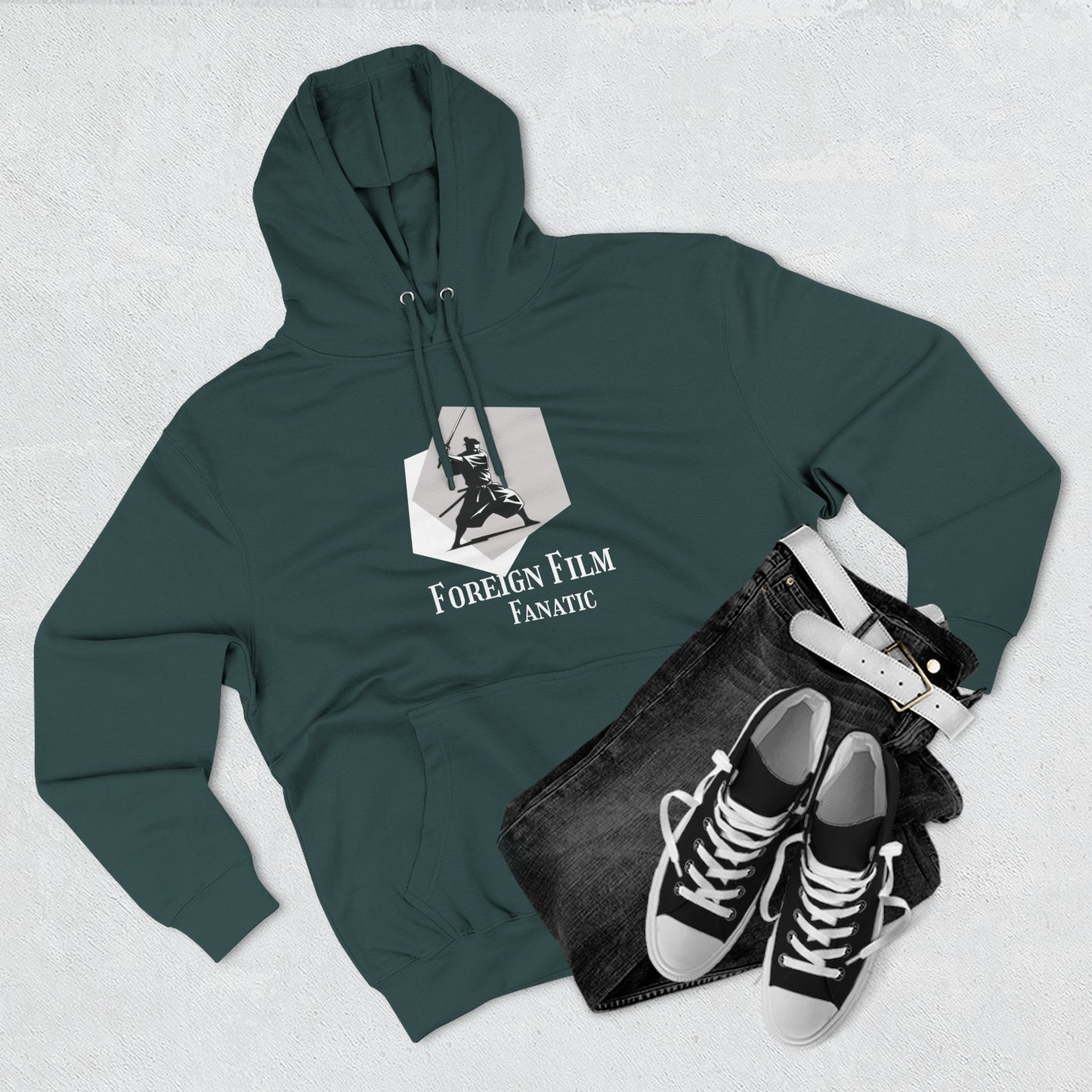 Foreign Film Fanatic Hoodie | Double Sided Graphics, Cozy Movie Lover's Sweatshirt | Perfect Gift for Cinema Buffs