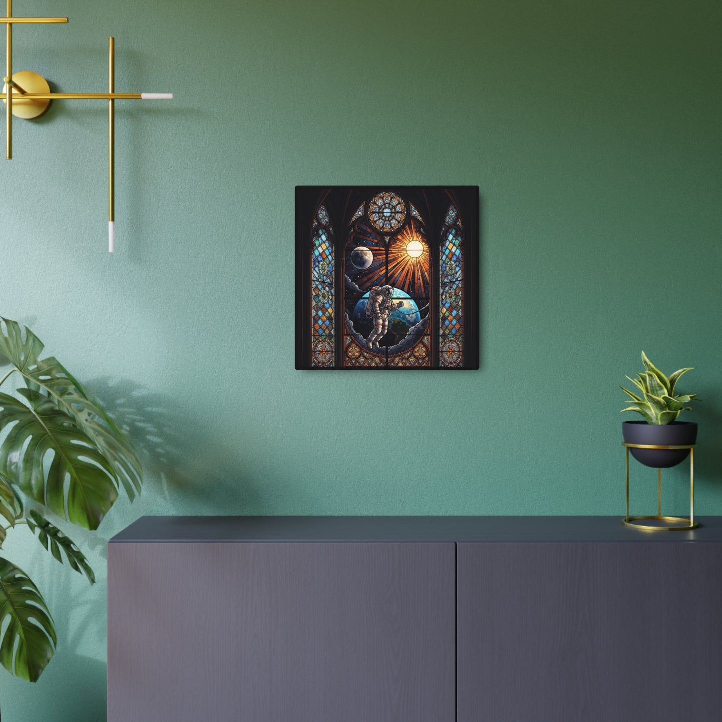 Astronaut Stained Glass Metal Art Sign | Unique Wall Decor, Space Decor, Gift for Astronomy Lovers, Home and Office Art, Sci-Fi Wall Art