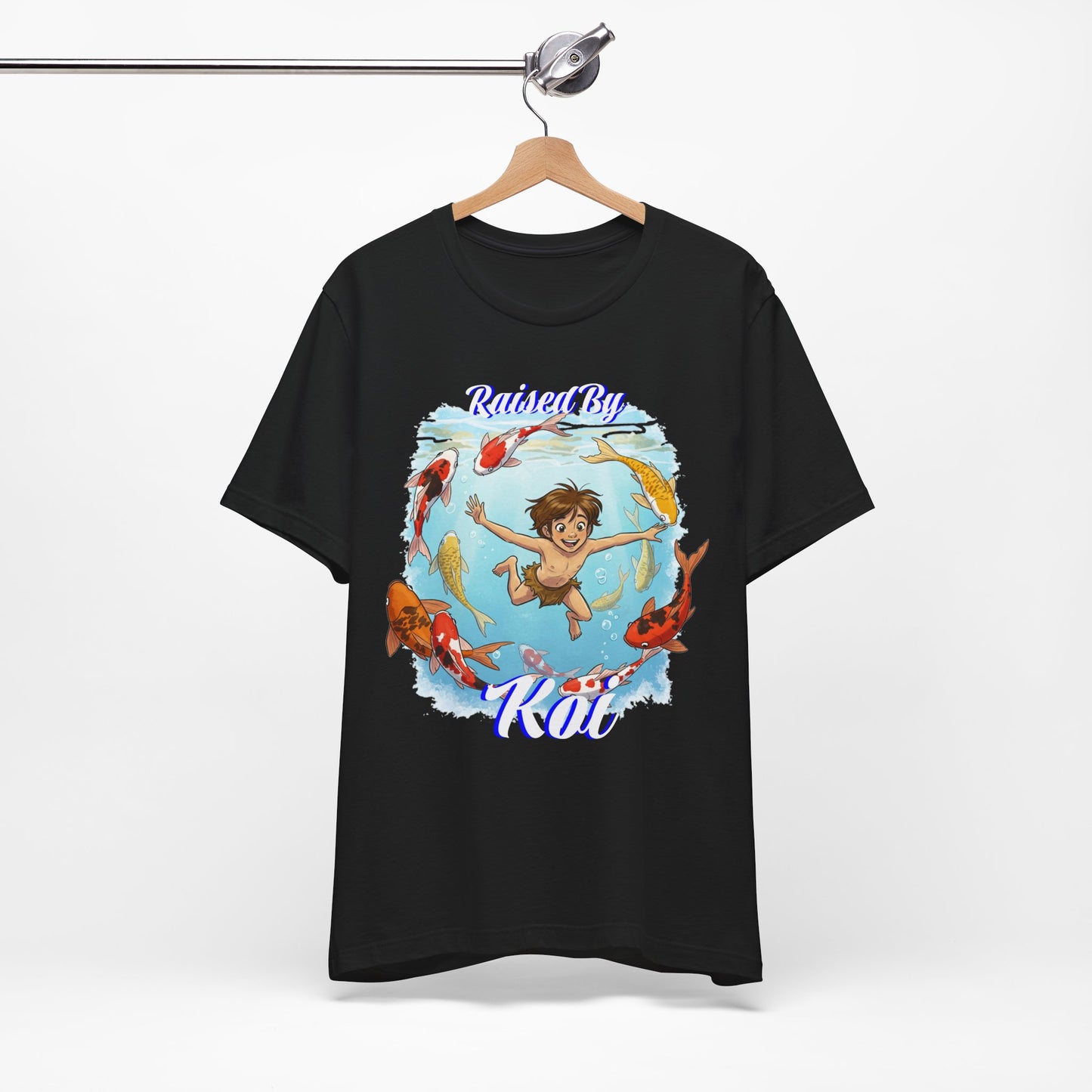 'Raised By Koi; Unisex Jersey Tee - Funny Graphic Tee for Aquatic Lovers, Cute Gift for Birthdays, Casual Wear, Summer Fashion, Relaxed Style - Schmartypants