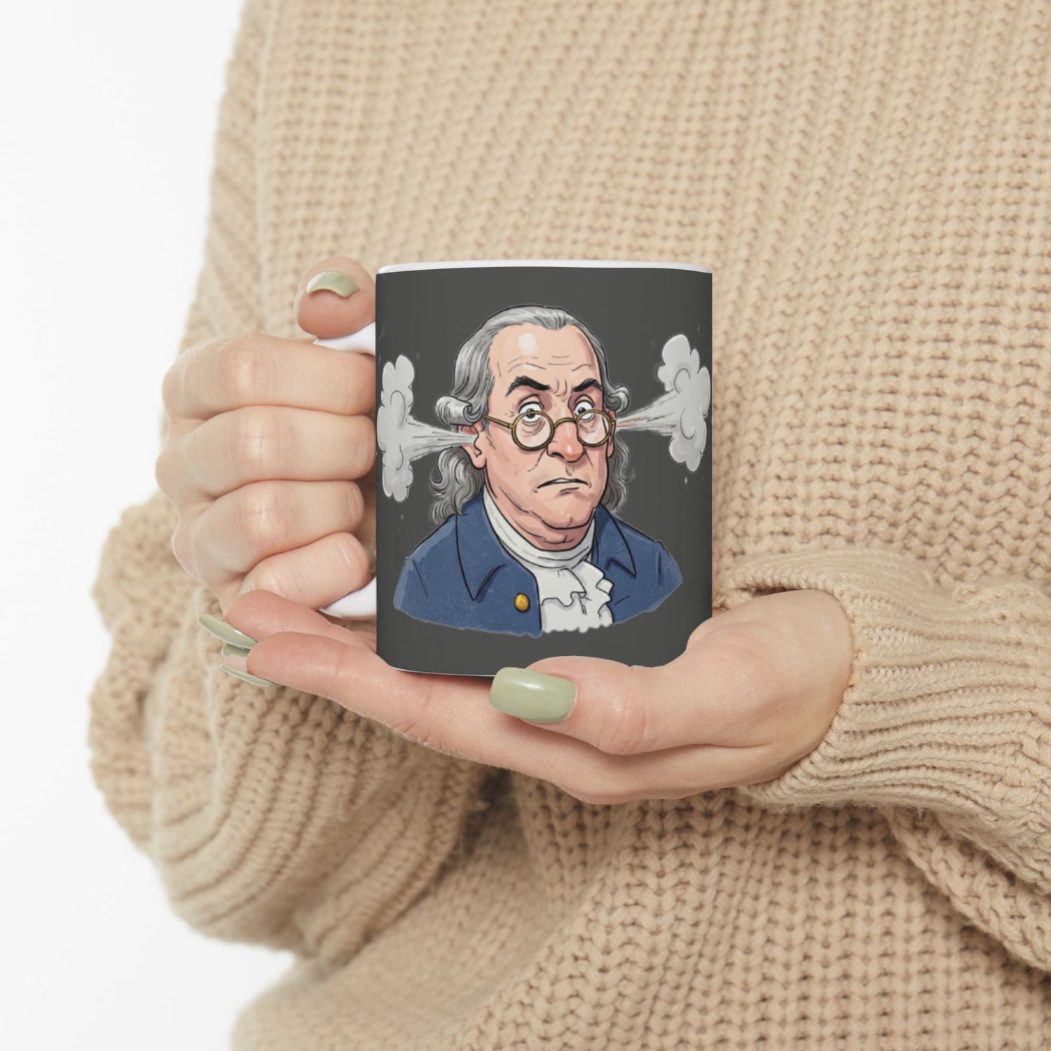 Funny Benjamin Franklin Ceramic Mug - Brainstorming Gift for Intellectuals - Schmartypants
