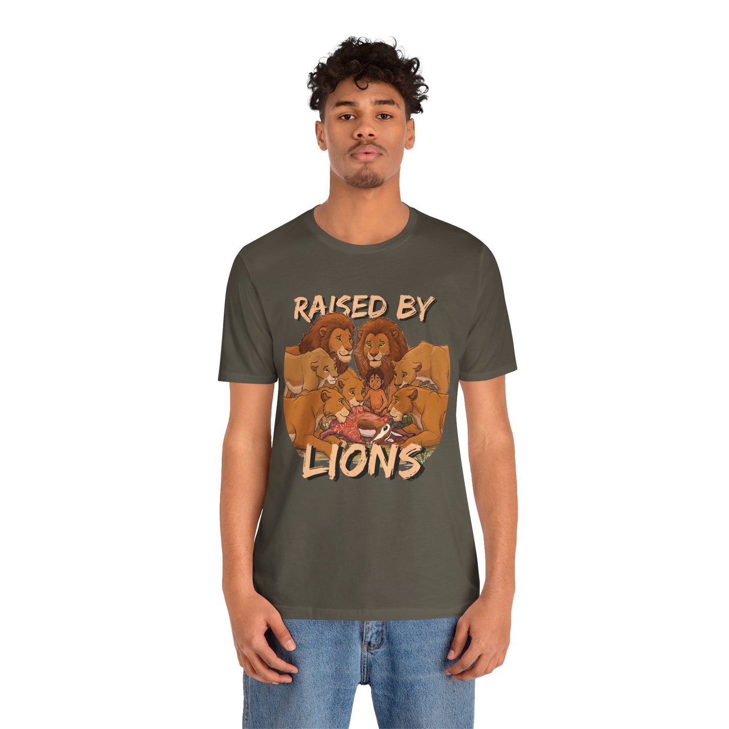 Raised by Lions Unisex Jersey Tee – Empowering, Humorous Graphic T-Shirt for Animal Lovers, Lion Lovers - Schmartypants