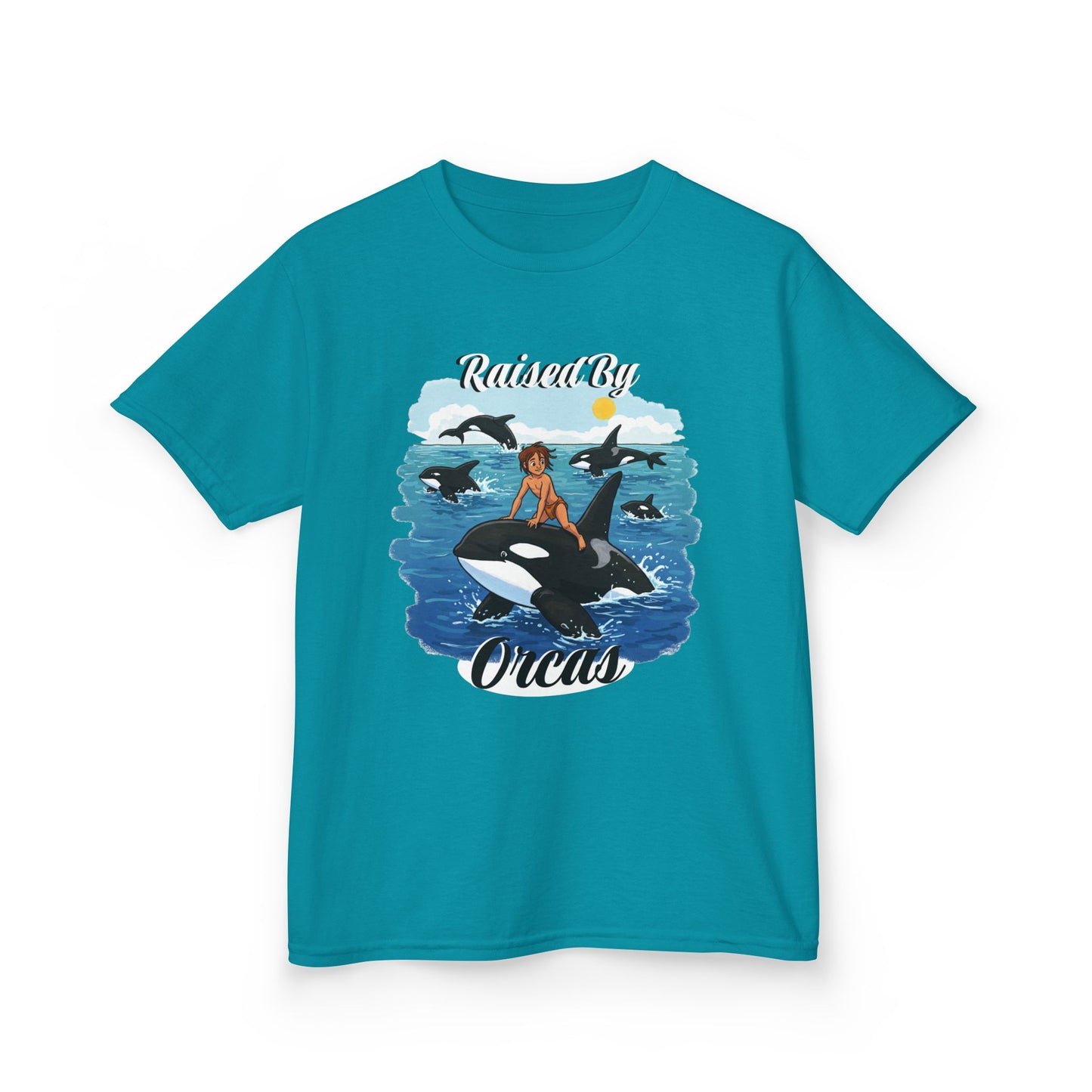 Funny Whale-Themed Kids Tee, 'Raised By Orcas' Shirt - Perfect for Ocean Lovers, Gifts for Birthdays, Summer Camps, Beach Days, Fun Tees