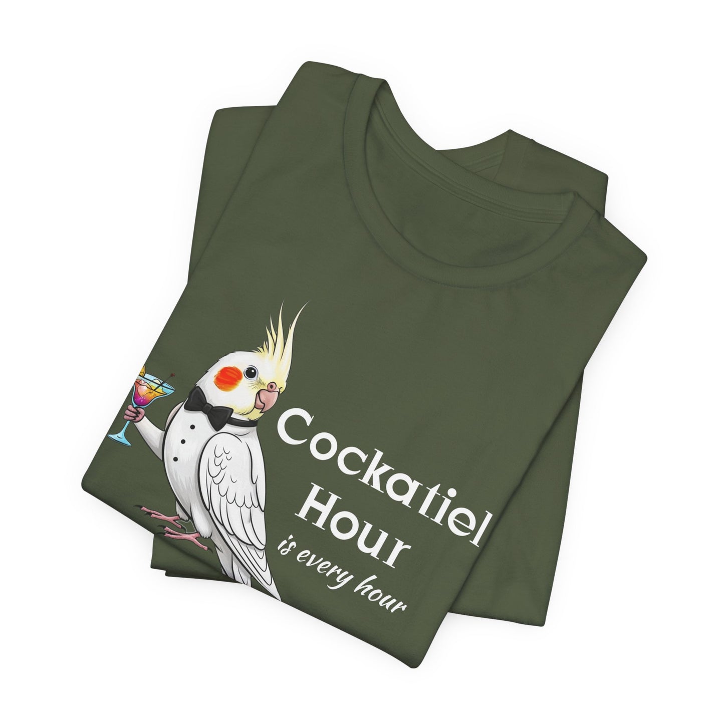 Funny 'Cockatiel Hour is Every Hour' Unisex Tee for Cockatiel Pet Owners