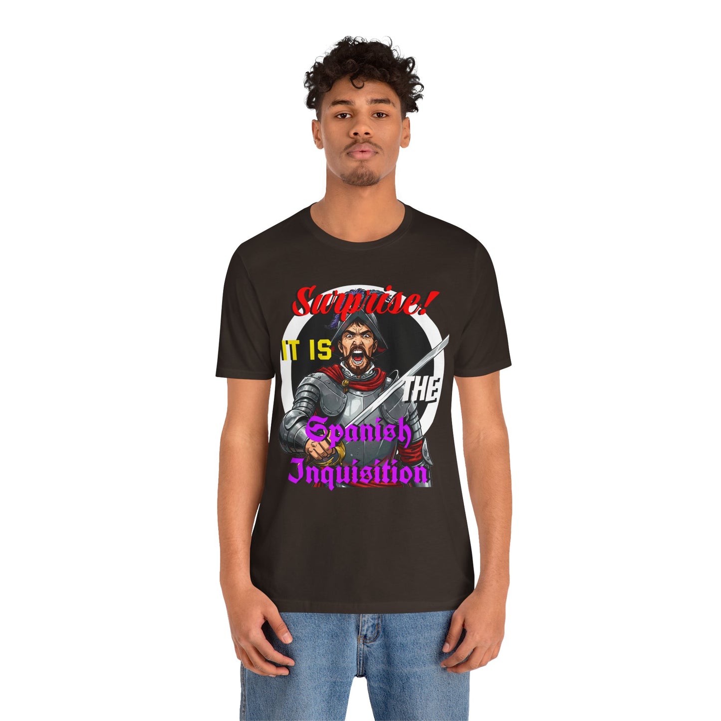 Hilarious Spanish Inquisition T-Shirt, British Humor Tee, Unisex Short Sleeve, Ideal for Parties, Gifts, Comedy Lovers