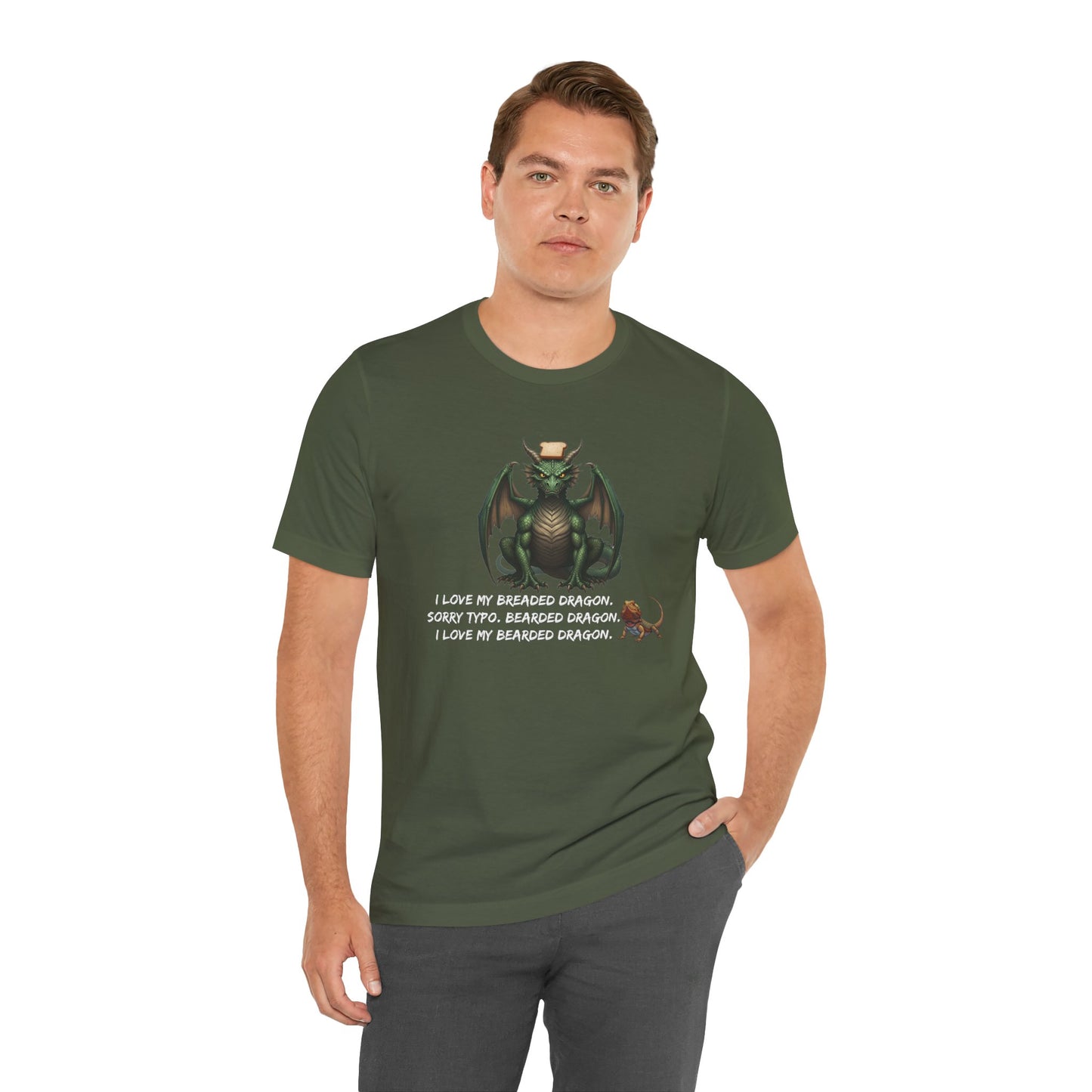 Funny Bearded Dragon Typo Unisex Tee, I Love Breaded Dragons Sorry Typo, Bearded Dragon Shirt, Pet Owner Gift, Reptile Lover Shirt, Dragon