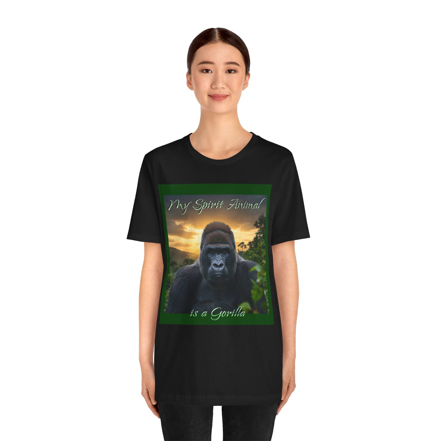 'My Spirit Animal is a Gorilla' T-Shirt - Beautiful Unisex Jersey Tee for Animal Lovers, Conservationists - Schmartypants