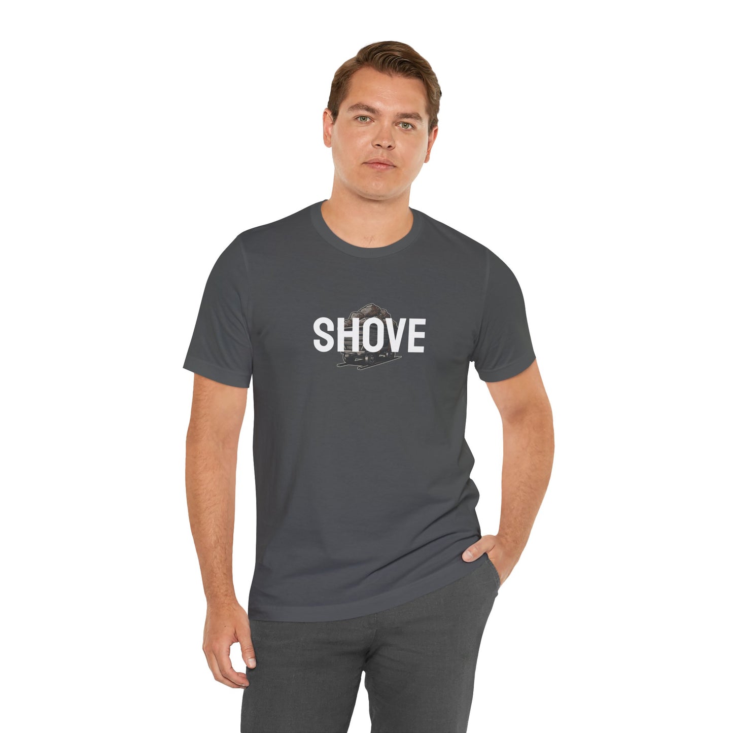 Athletic Spirit SHOVE Unisex Tee, Baseball Player Gift, Sports Fan Shirt, Inspirational Athlete Top, Underdog Competition Statement Piece