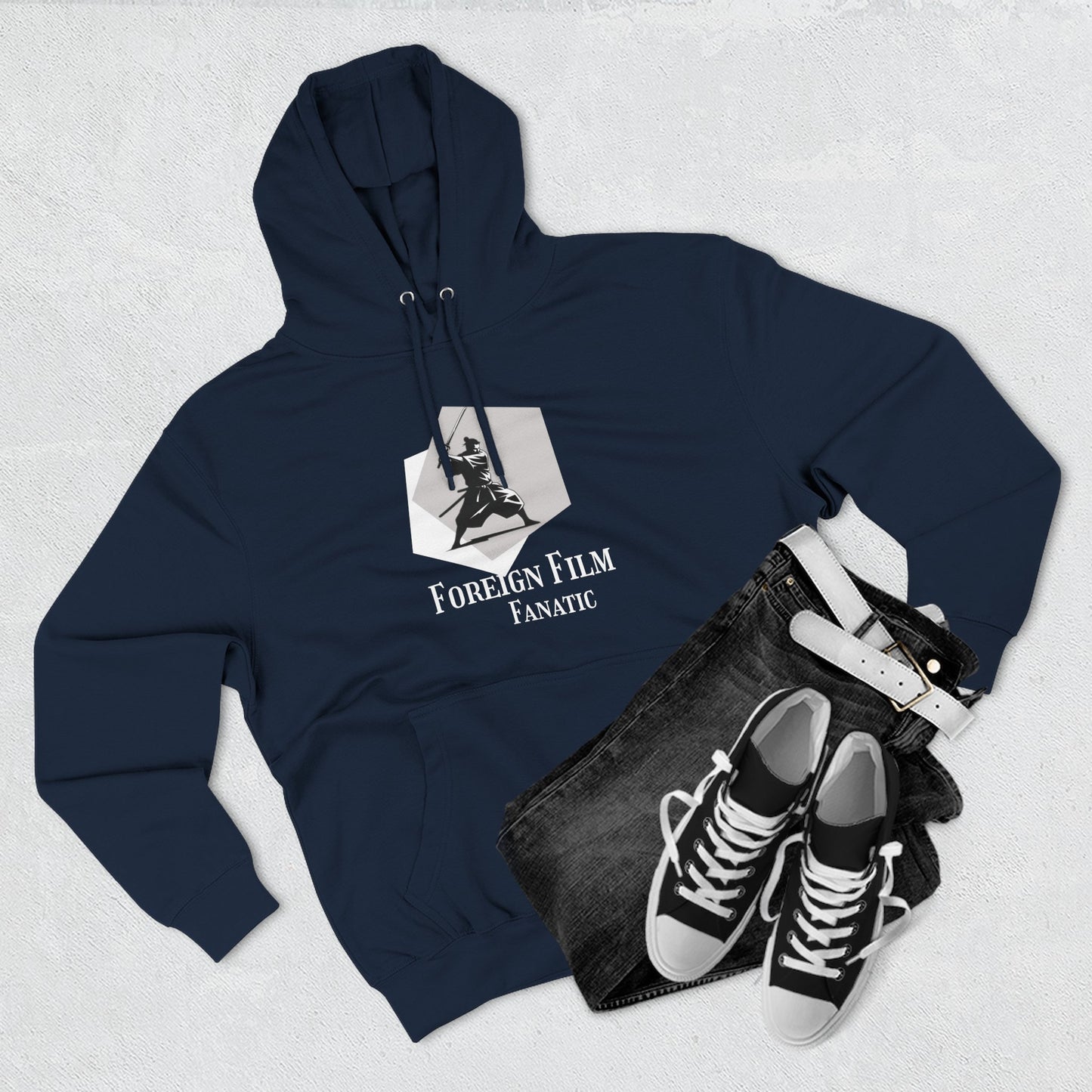 Foreign Film Fanatic Hoodie | Double Sided Graphics, Cozy Movie Lover's Sweatshirt | Perfect Gift for Cinema Buffs