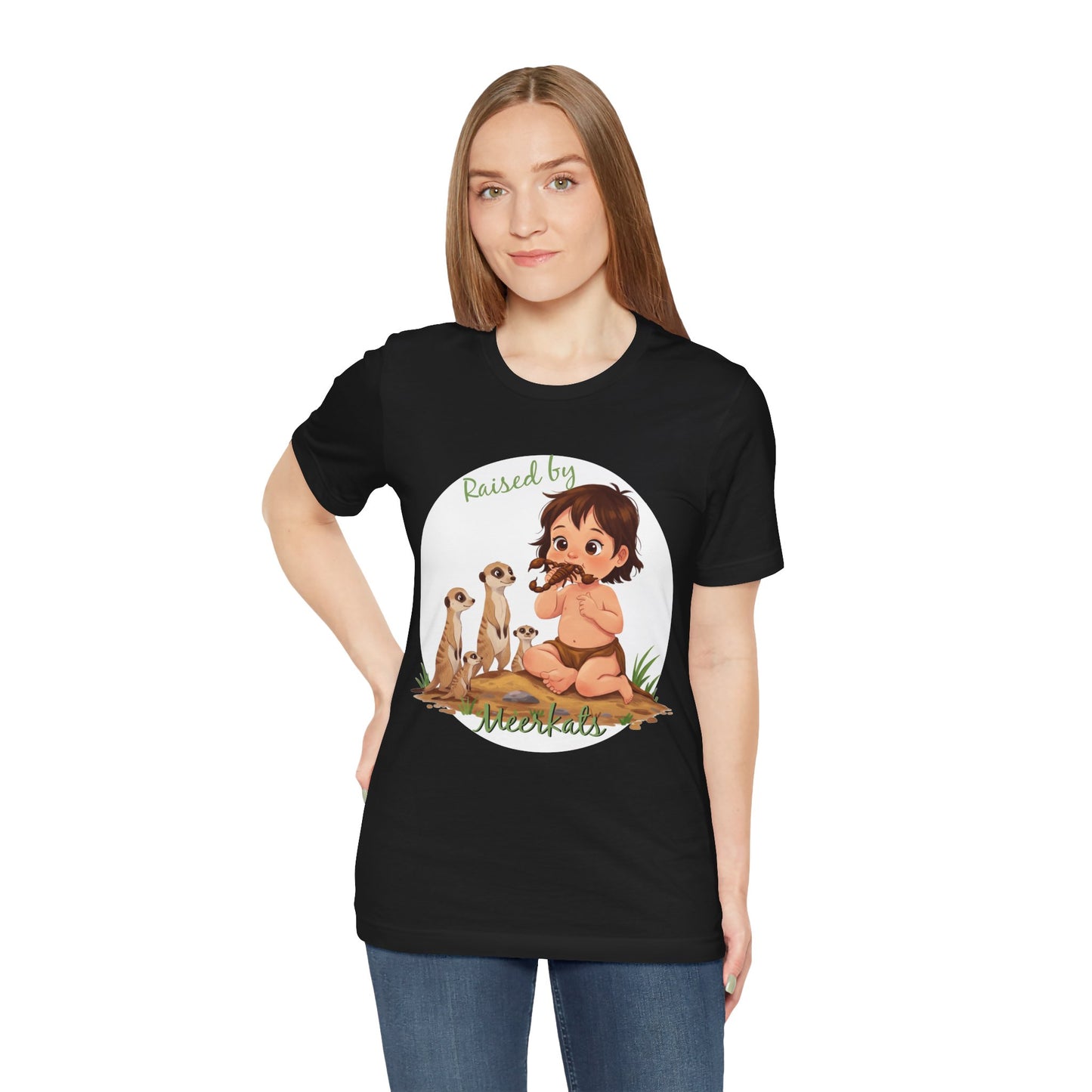 Funny Meerkat Tee - "Raised by Meerkats" Unisex Jersey Short Sleeve Shirt - for Meerkat and Wildlife Lovers - Schmartypants