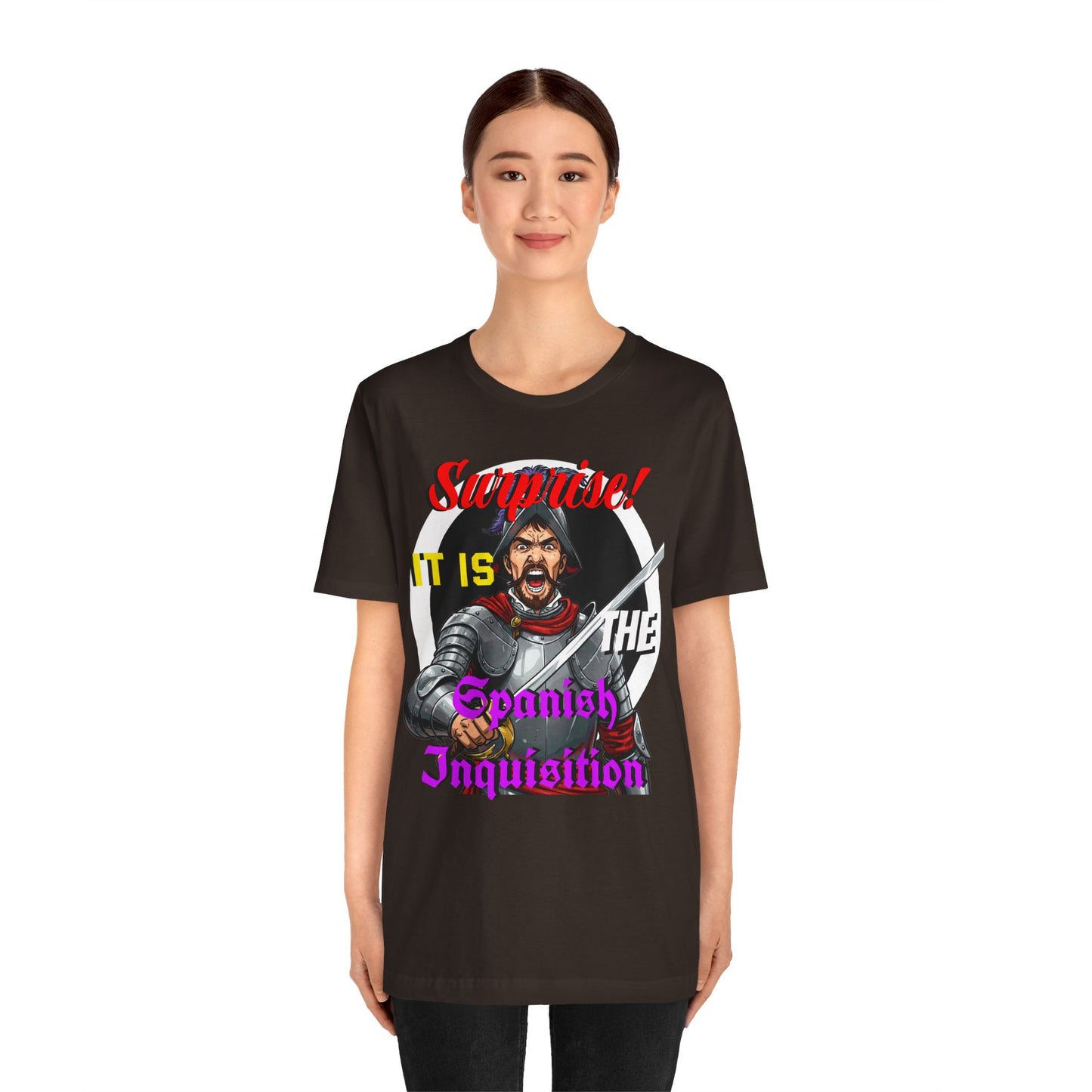 Hilarious Spanish Inquisition T-Shirt, British Humor Tee, Unisex Short Sleeve, Ideal for Parties, Gifts, Comedy Lovers
