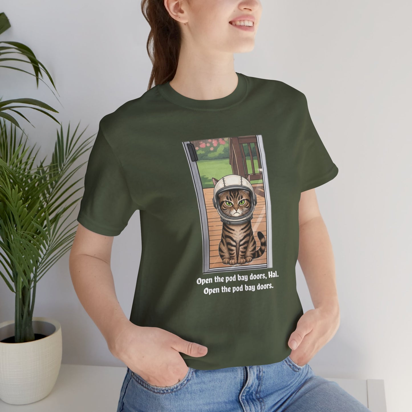 Cat Astronaut Tee, Funny Cat Shirt, Cat Lover Gift, Space Sci-Fi Tee, Hal 2001 Humor Shirt, Unisex Jersey Tee