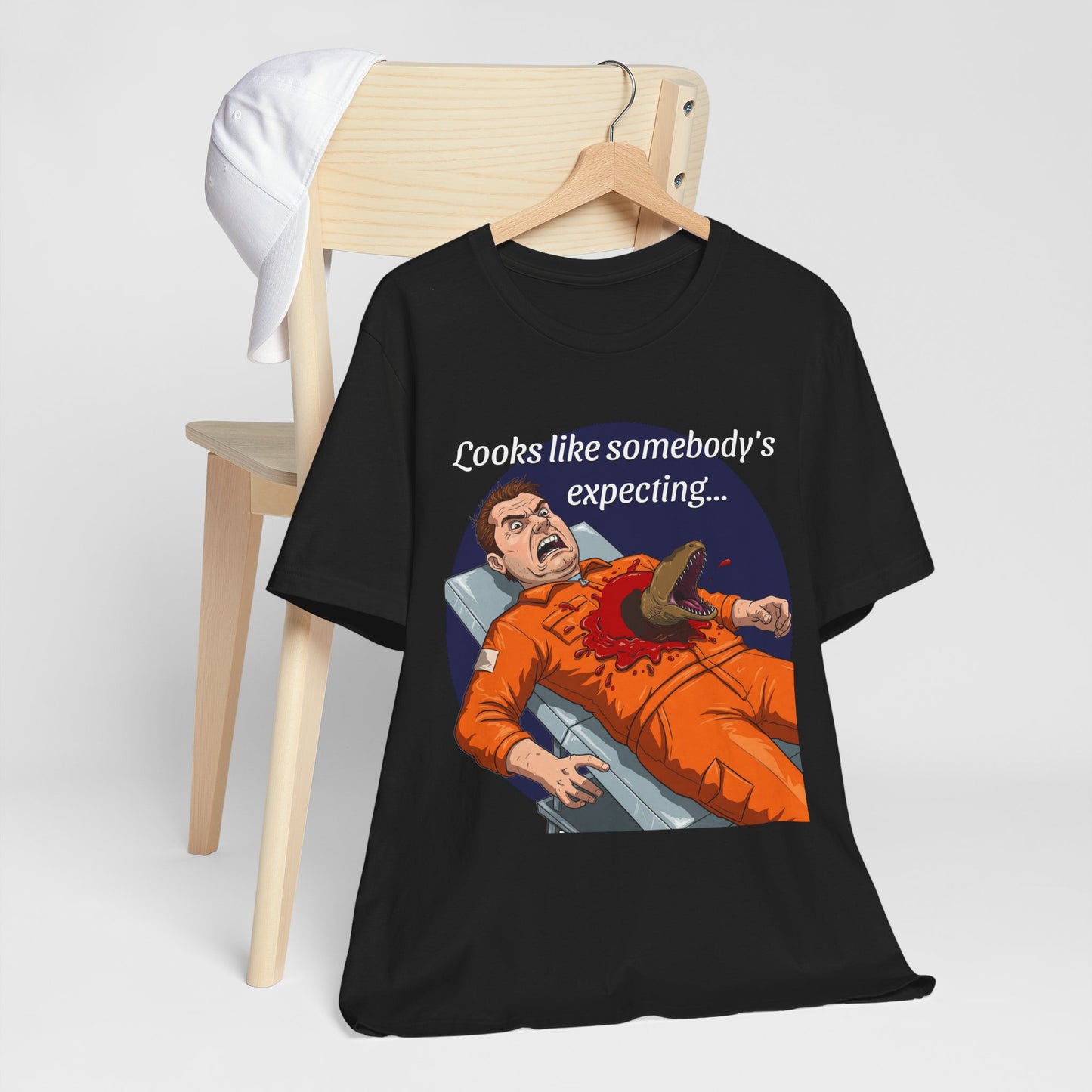 Maternity Tee for Sci-Fi Lovers, Funny Space Station Crew Member Giving Birth, Alien Movie Fan Shirt