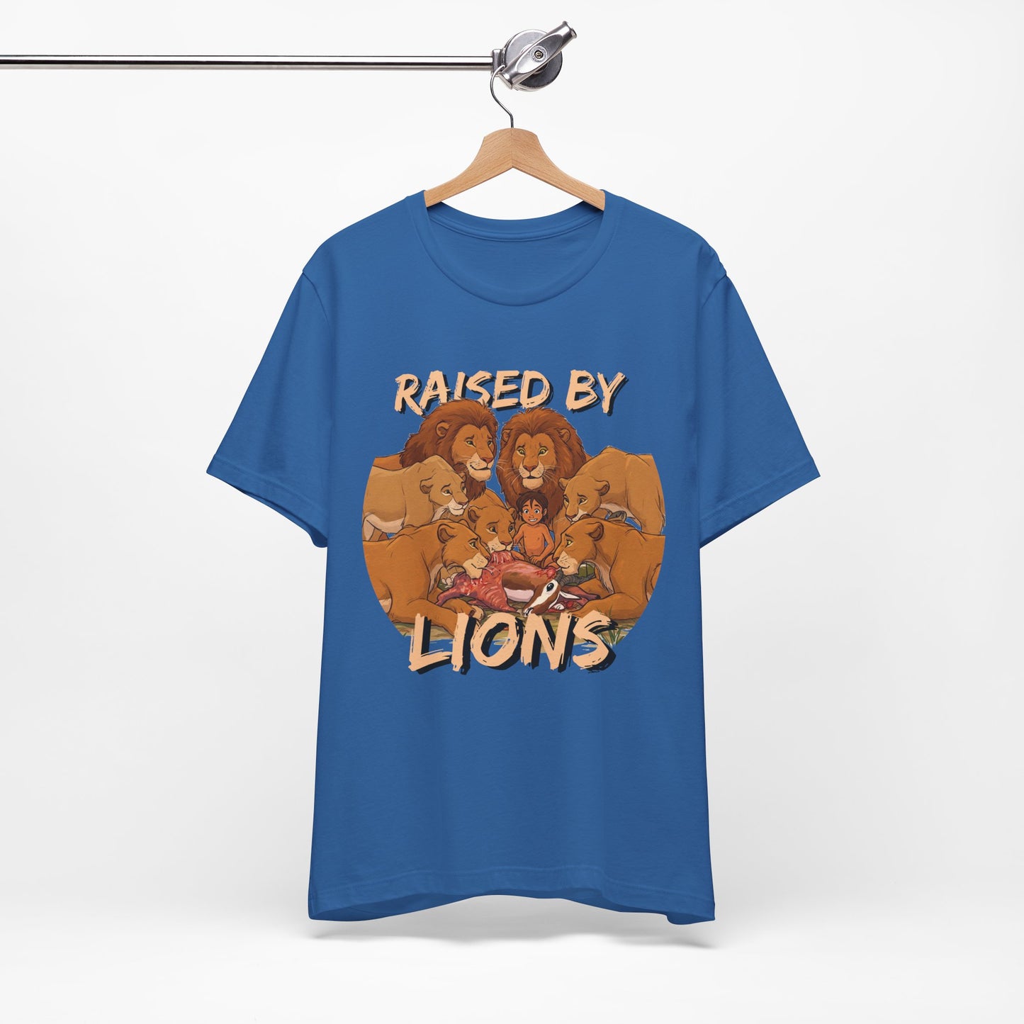 Raised by Lions Unisex Jersey Tee – Empowering, Humorous Graphic T-Shirt for Animal Lovers, Lion Lovers - Schmartypants