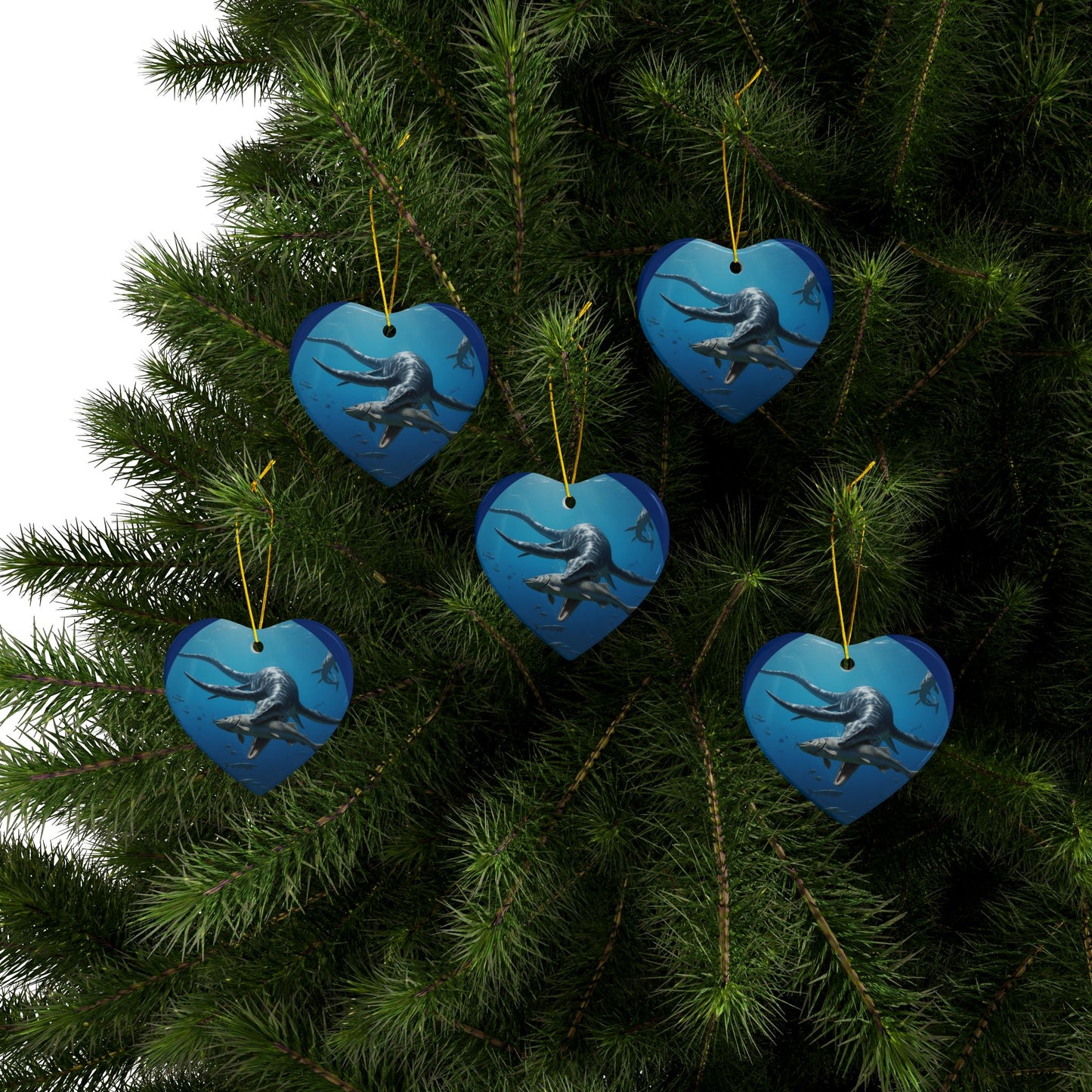 Ceramic Ornaments, Dinosaur Plesiosaur Decor, 2-Side Print, Holiday Tree Decoration, Christmas Ornament, Dino Lover Gift, Prehistoric Decor,