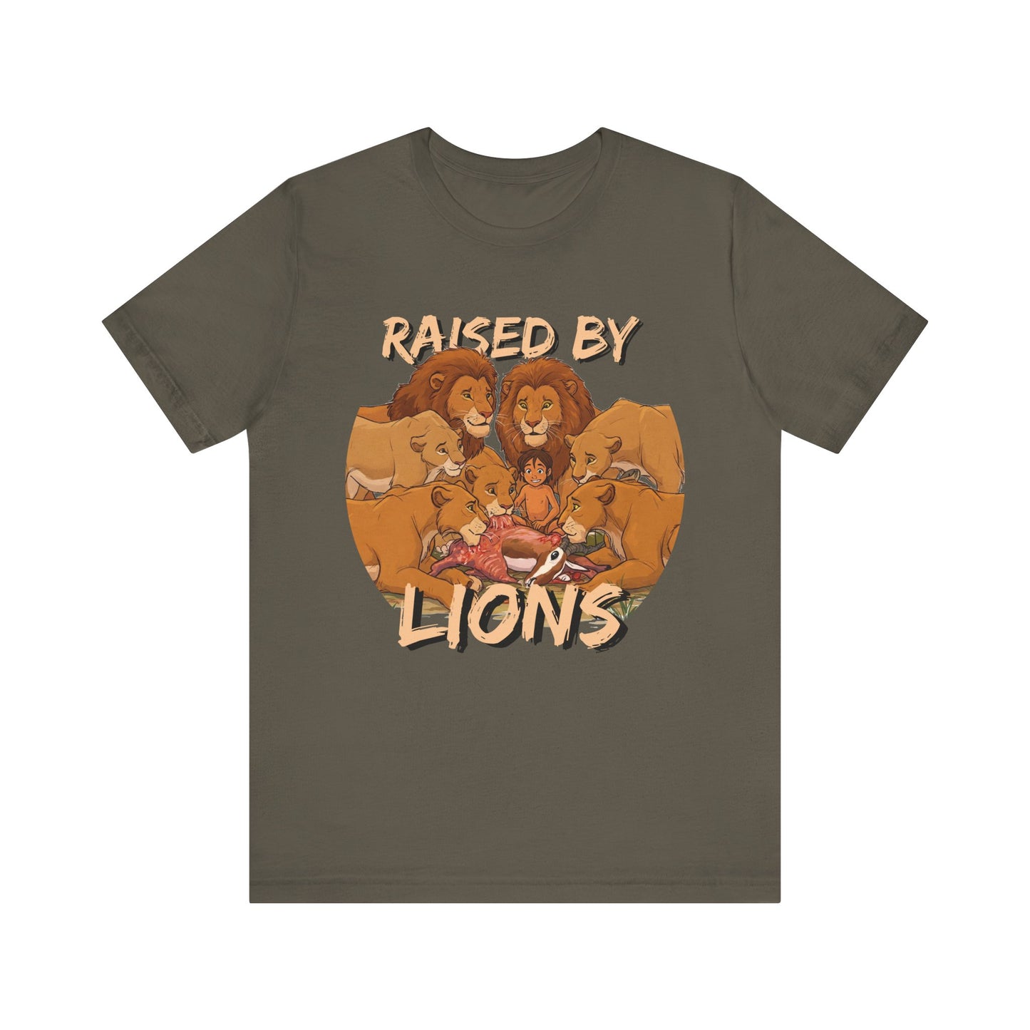 Raised by Lions Unisex Jersey Tee – Empowering, Humorous Graphic T-Shirt for Animal Lovers, Lion Lovers - Schmartypants