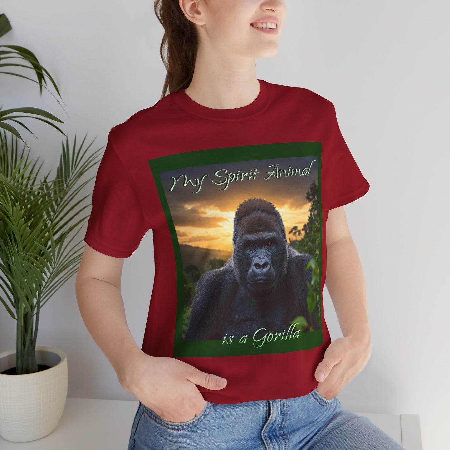'My Spirit Animal is a Gorilla' T-Shirt - Beautiful Unisex Jersey Tee for Animal Lovers, Conservationists - Schmartypants
