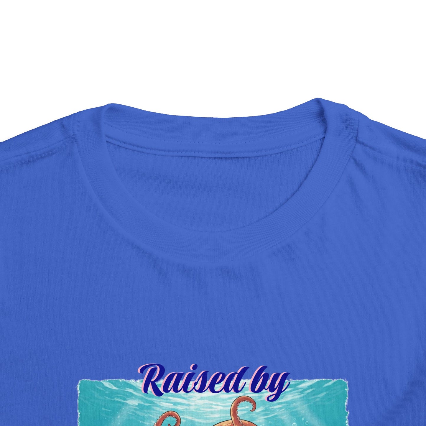 Toddler Short Sleeve Tee: Funny 'Raised by Octopuses', Kid's Fun Tee, Aquatic Graphics Shirt, Marine Life Gift, Nautical Outfit