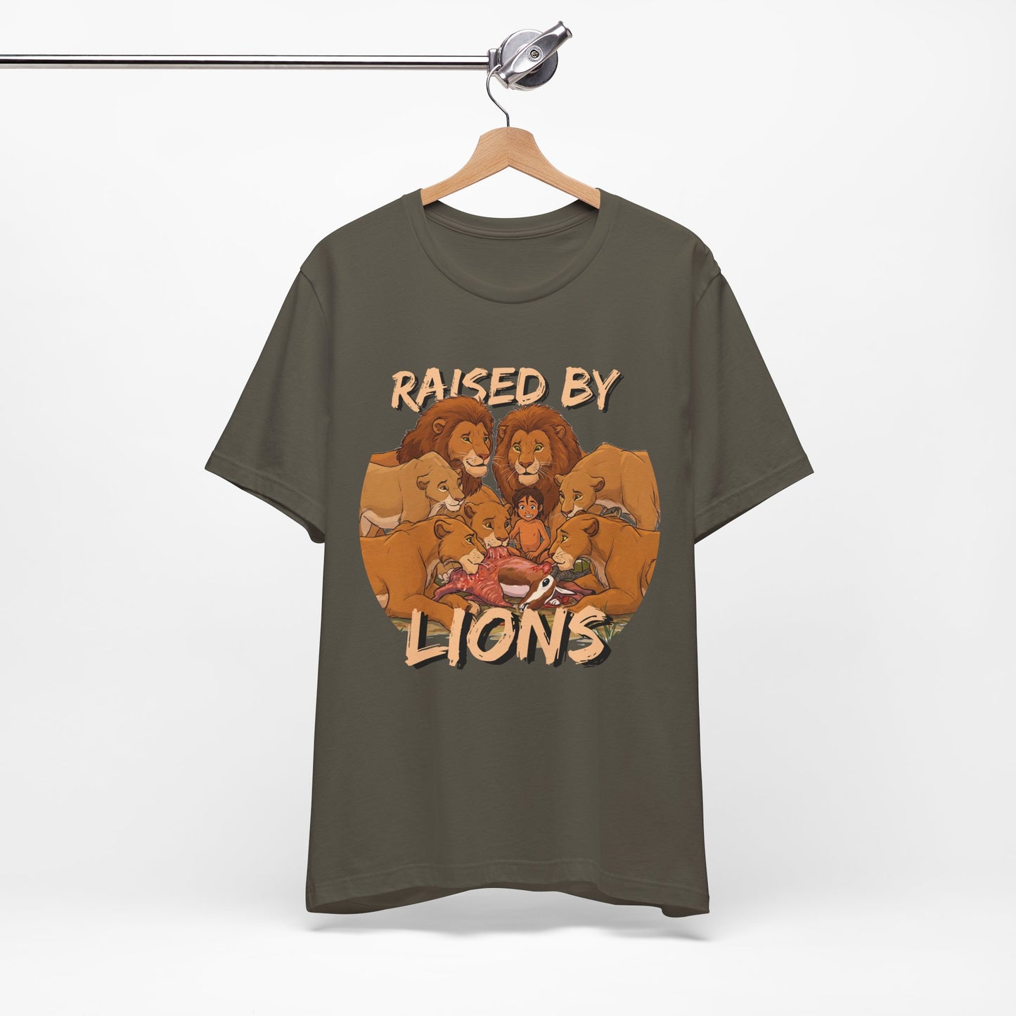 Raised by Lions Unisex Jersey Tee – Empowering, Humorous Graphic T-Shirt for Animal Lovers, Lion Lovers - Schmartypants