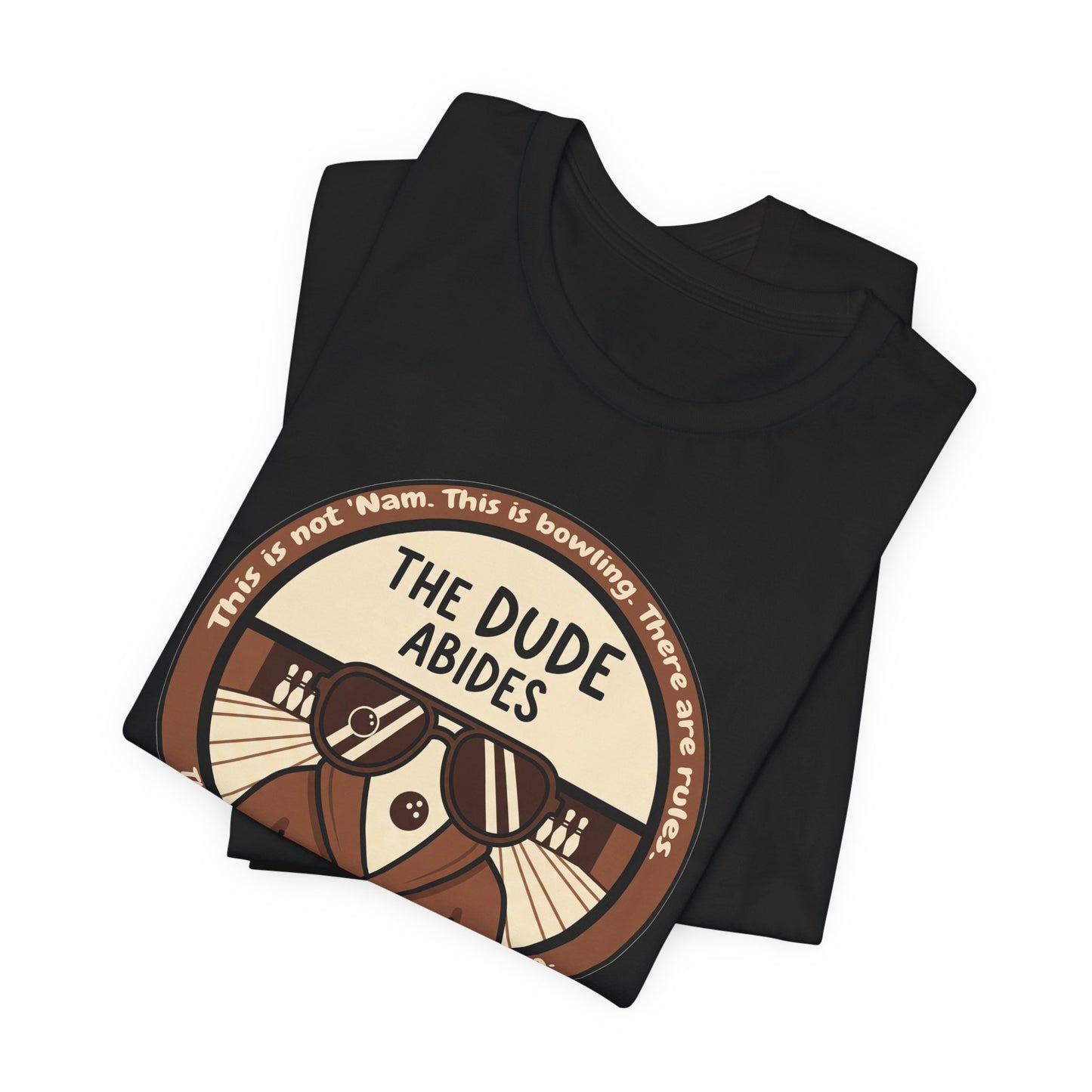 The Dude Abides Tee, Unisex T-Shirt for Movie Lovers, Gift for The Big Lebowski Fans, Casual Wear, Retro Vibe Bowling Tee