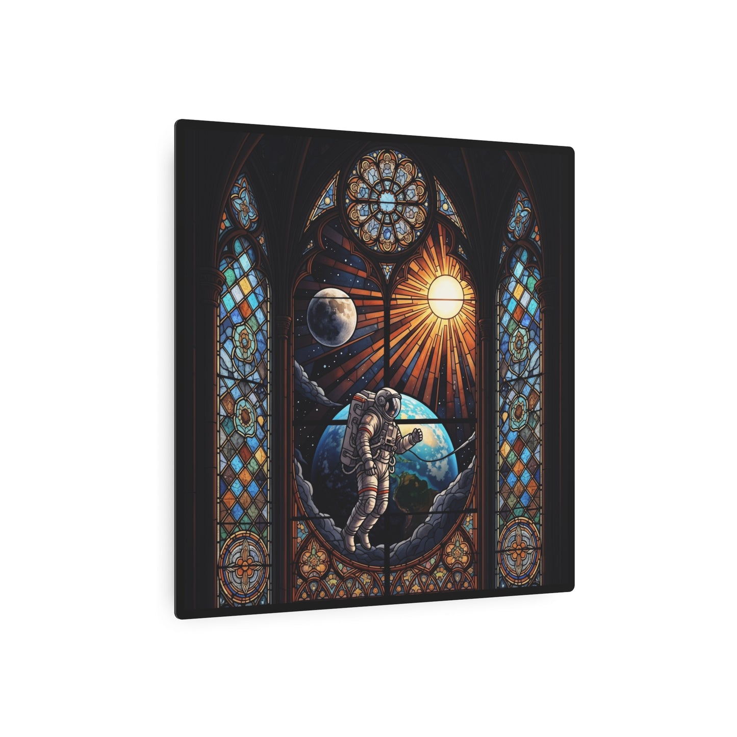 Astronaut Stained Glass Metal Art Sign | Unique Wall Decor, Space Decor, Gift for Astronomy Lovers, Home and Office Art, Sci-Fi Wall Art