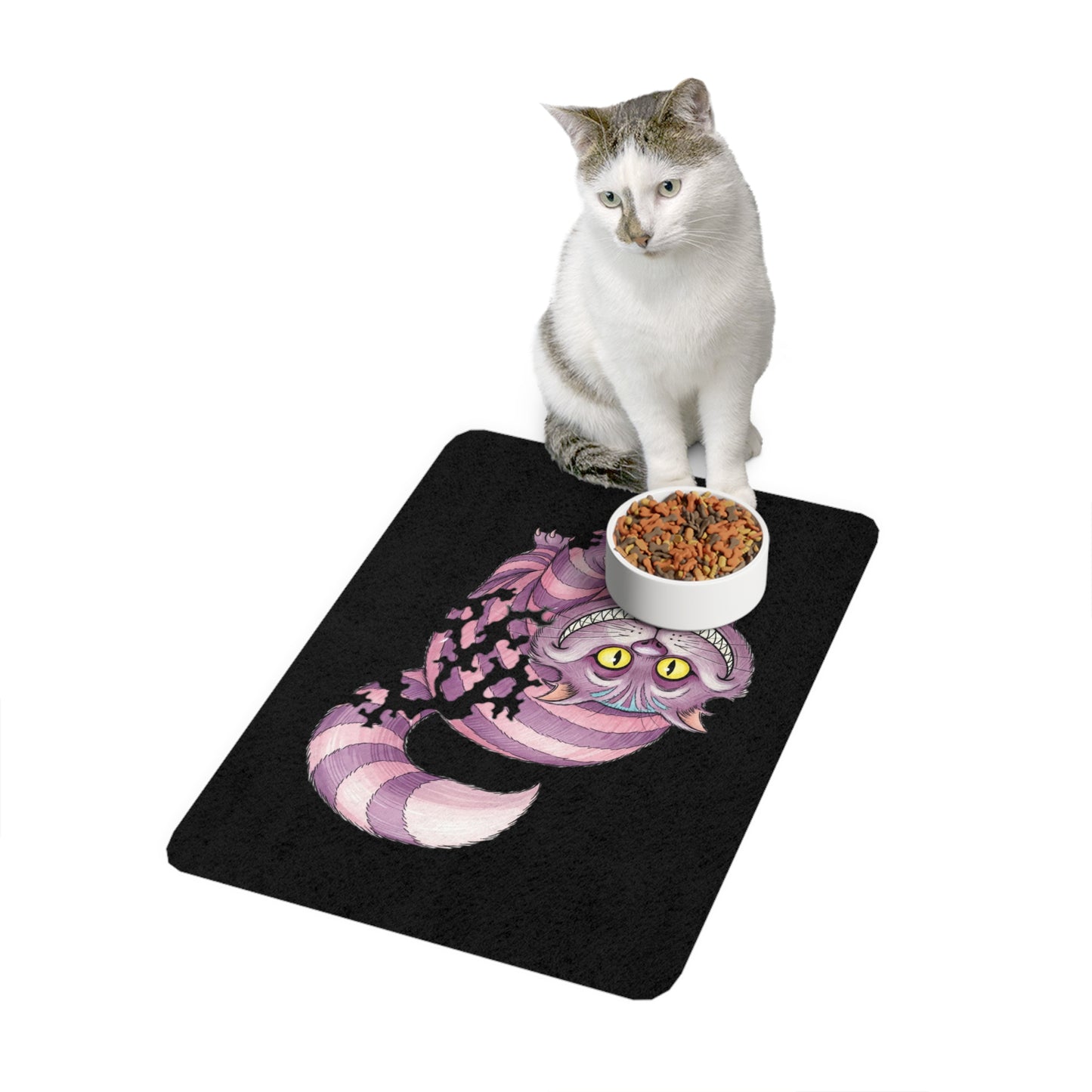 Disappearing Cheshire Cat Pet Food Mat, Fun Cat Lover Gift, Cat Feeding Mat, Unique Kitchen Decor, Alice in Wonderland Pet Dish Mat