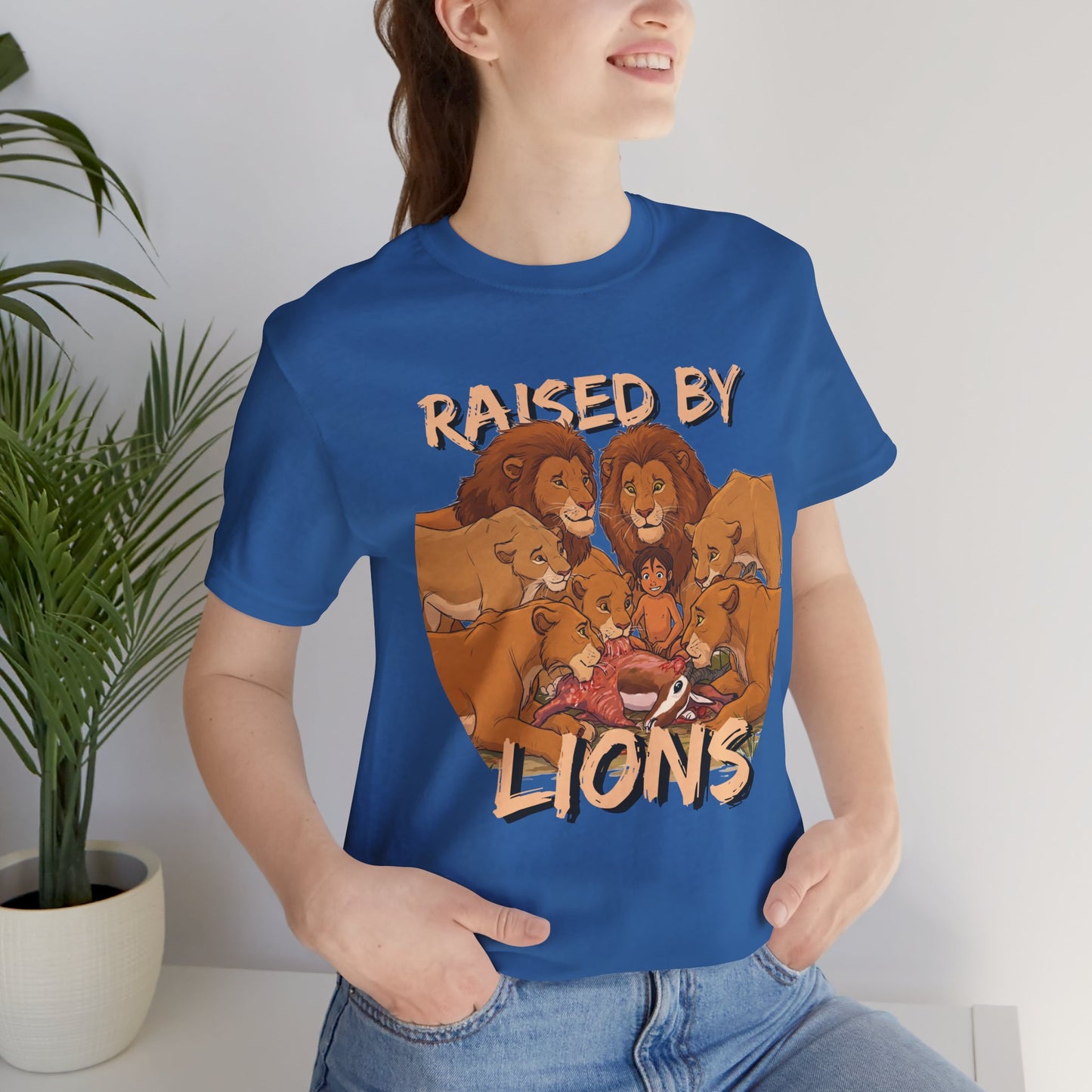 Raised by Lions Unisex Jersey Tee – Empowering, Humorous Graphic T-Shirt for Animal Lovers, Lion Lovers - Schmartypants