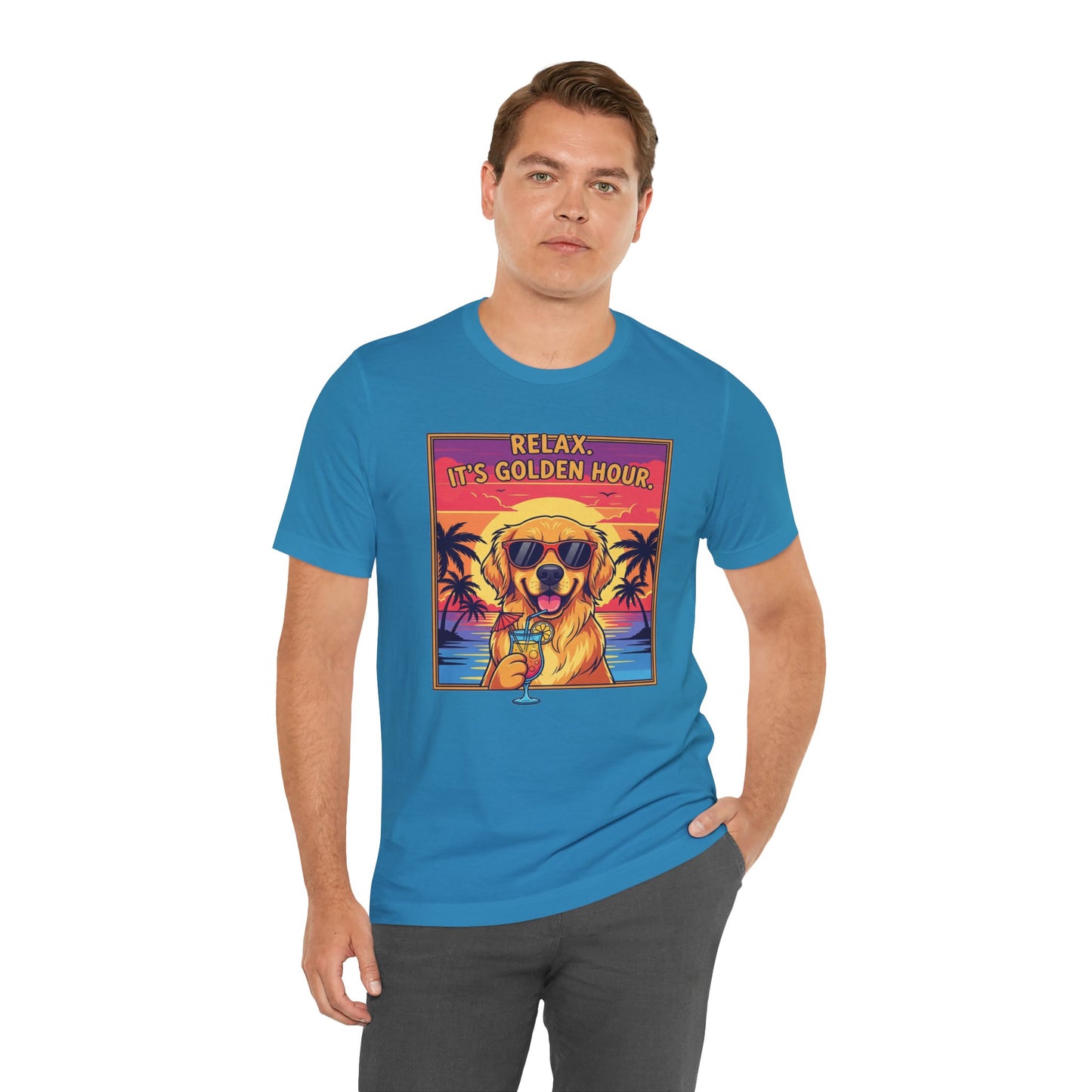Golden Hour Golden Retriever Tee - Relax It's Golden Hour Shirt, Dog Lover Gift, Summer Vibes Tee, Vacation Outfit, Funny Pet Shirt