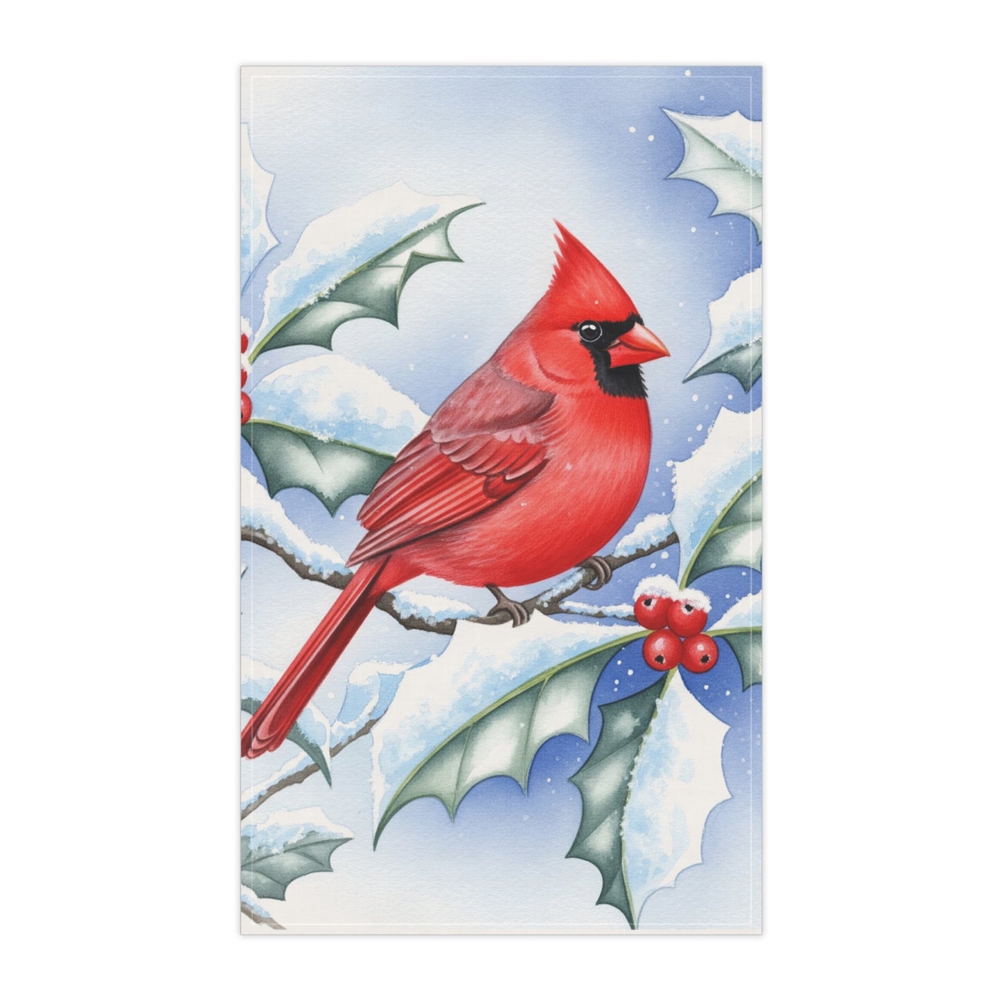 Winter Cardinal Tea Towels - Holiday Kitchen Decor, Christmas Gift, Rustic Home Accessories, Handcrafted Cotton Kitchen Towels
