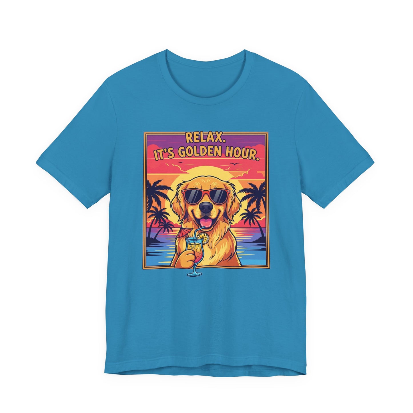 Golden Hour Golden Retriever Tee - Relax It's Golden Hour Shirt, Dog Lover Gift, Summer Vibes Tee, Vacation Outfit, Funny Pet Shirt