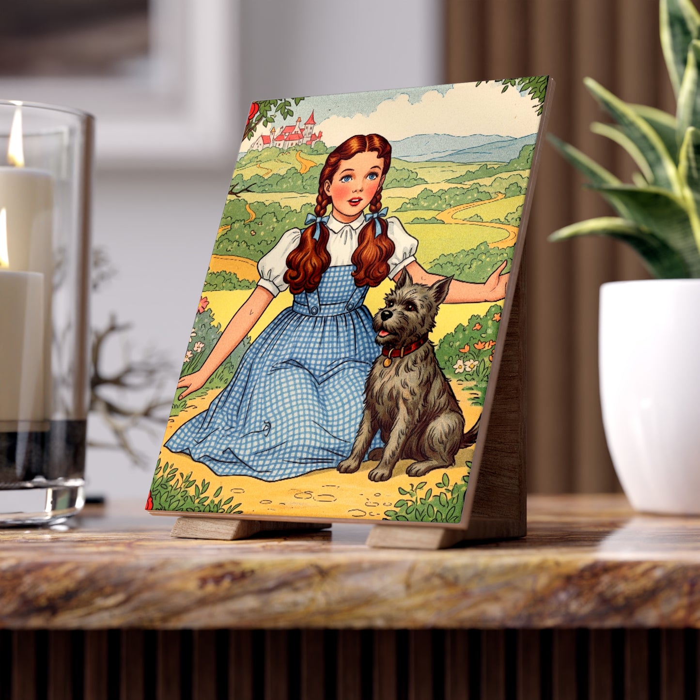 Ceramic Photo Tile for Child's Room, Dorothy and Toto Tile, Nursery Decor, Maternity Gift, Baby Shower Gift, Wizard of Oz Tile