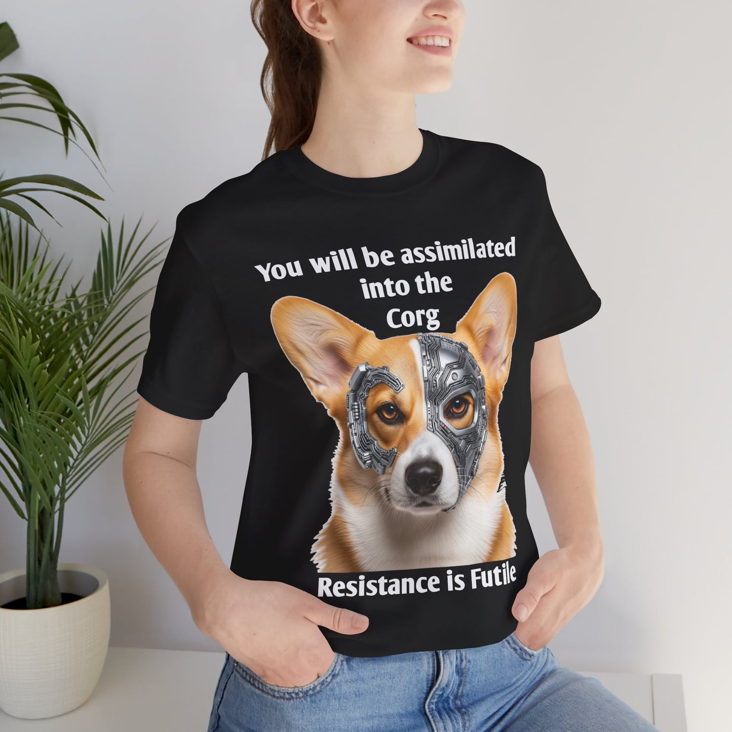 Star Trek Corgi Unisex Tee, Borg Implants, Resistance is Futile, Funny Gift for Corgi Lovers, Trekkies, Trekkie Conventions, Dog Park