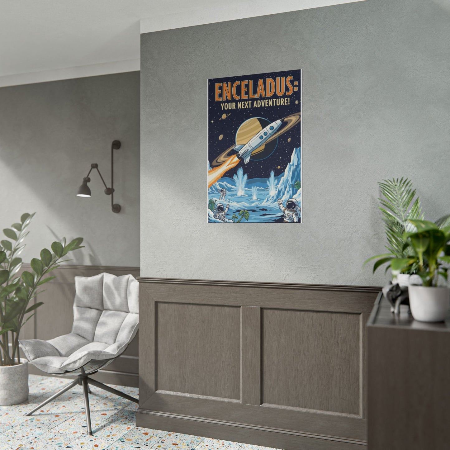Enceladus Adventure Rolled Posters, Space Wall Art, Astronaut Decor, Travel Inspiration, Unique Gift for Space Lovers