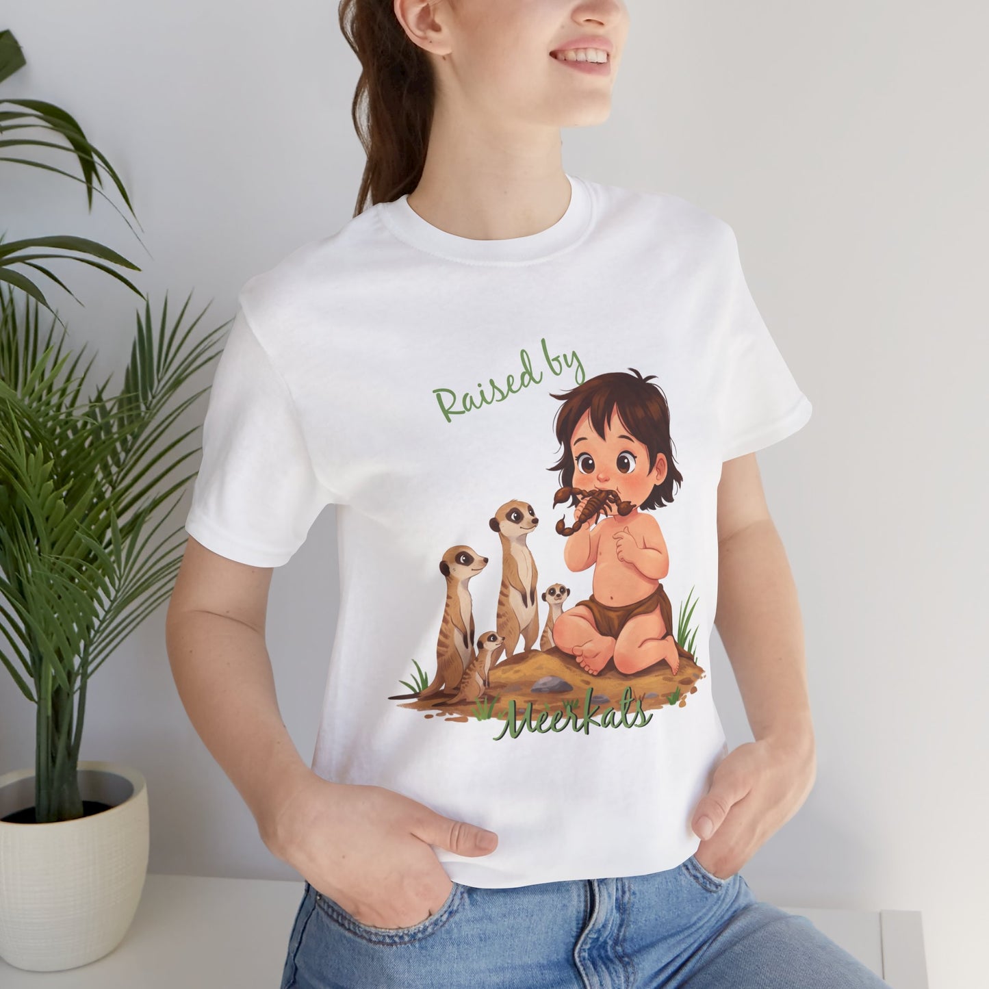Funny Meerkat Tee - "Raised by Meerkats" Unisex Jersey Short Sleeve Shirt - for Meerkat and Wildlife Lovers - Schmartypants
