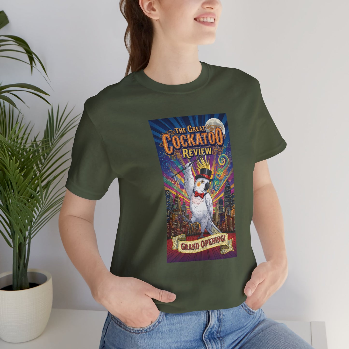 Grand Opening Cockatoo Review Tee - Funny Bird Graphic T-Shirt, Unique Gift for Cockatoo Owners, Casual Wear, Animal Lover Shirt