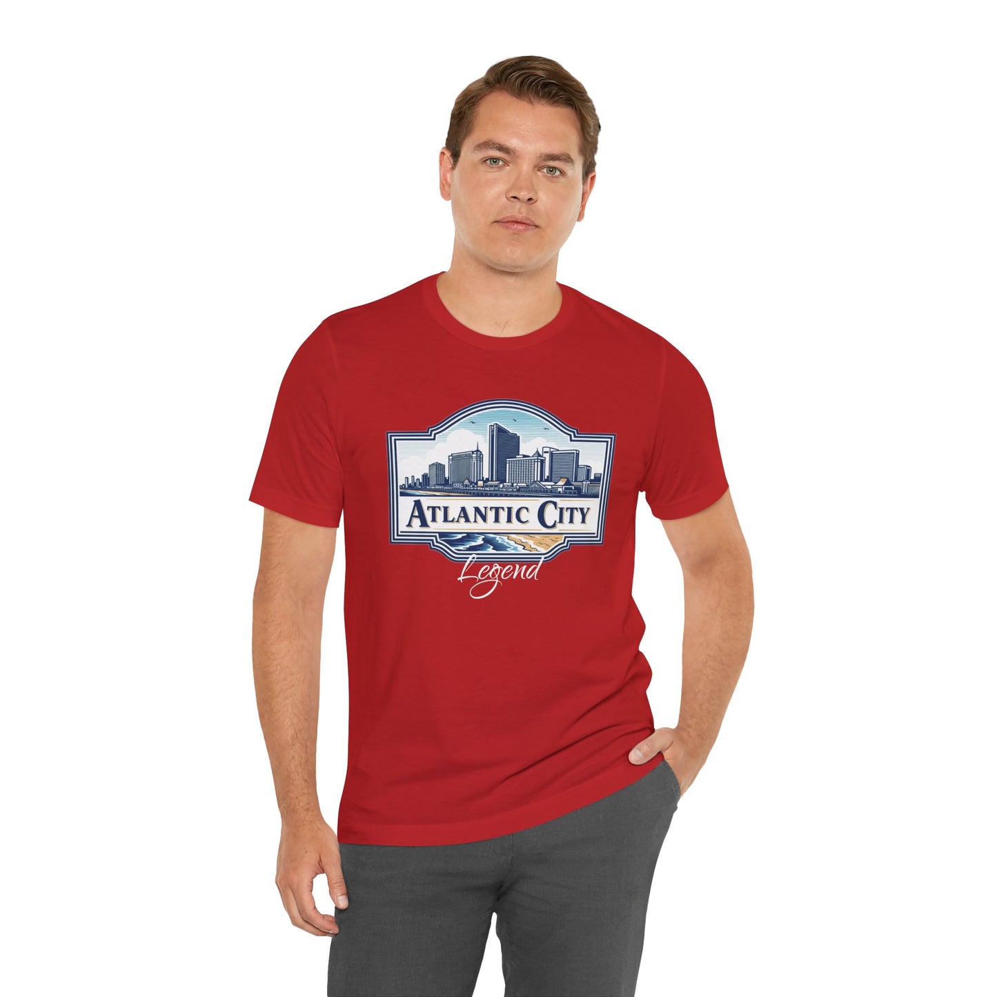 Atlantic City Legend Tee - Unisex Jersey Shirt, Cool Graphic Tee, Casual Wear, Vacation Souvenir, Travel Gift, Beach Outfit