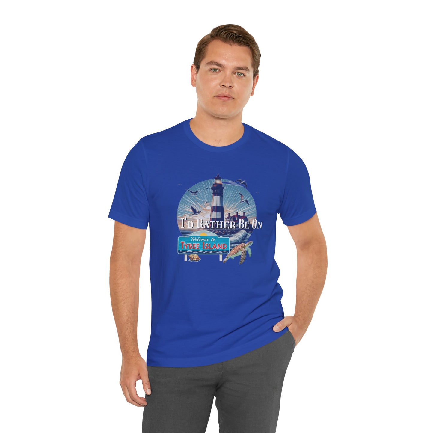 Tybee Island Georgia Unisex Jersey Tee, Laid-Back Beach Lighthouse Shirt, Island Lifestyle Apparel, Coastal Vacation Souvenir Top, Beach